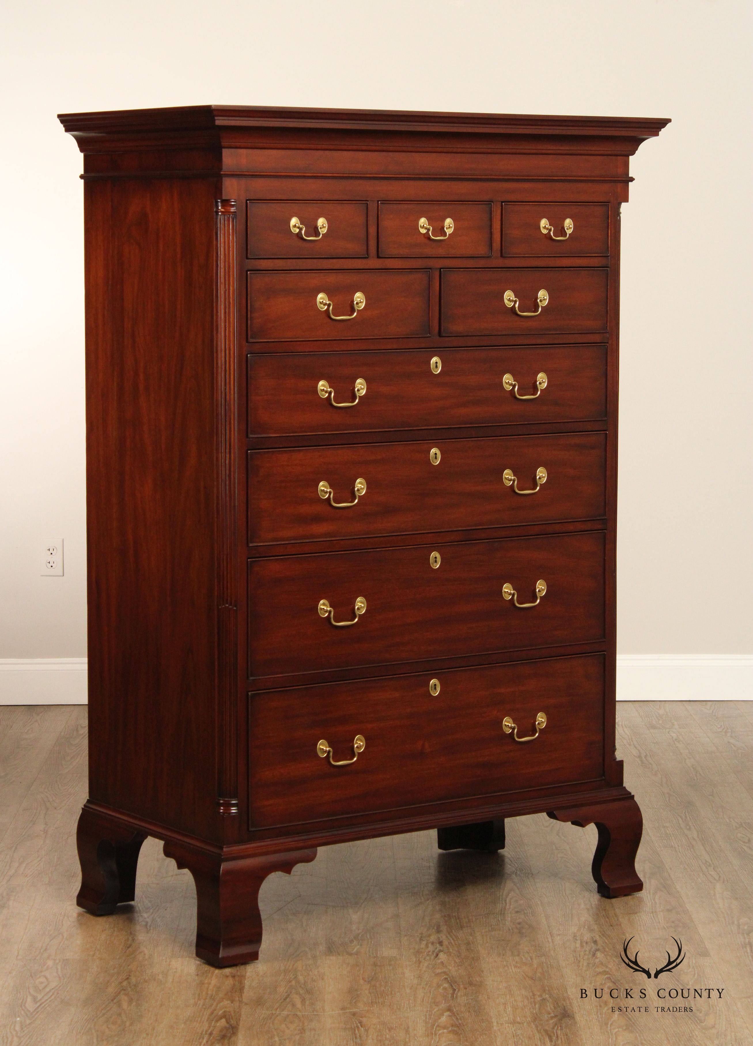 Henkel Harris Chippendale Style Mahogany New Market Tall Chest