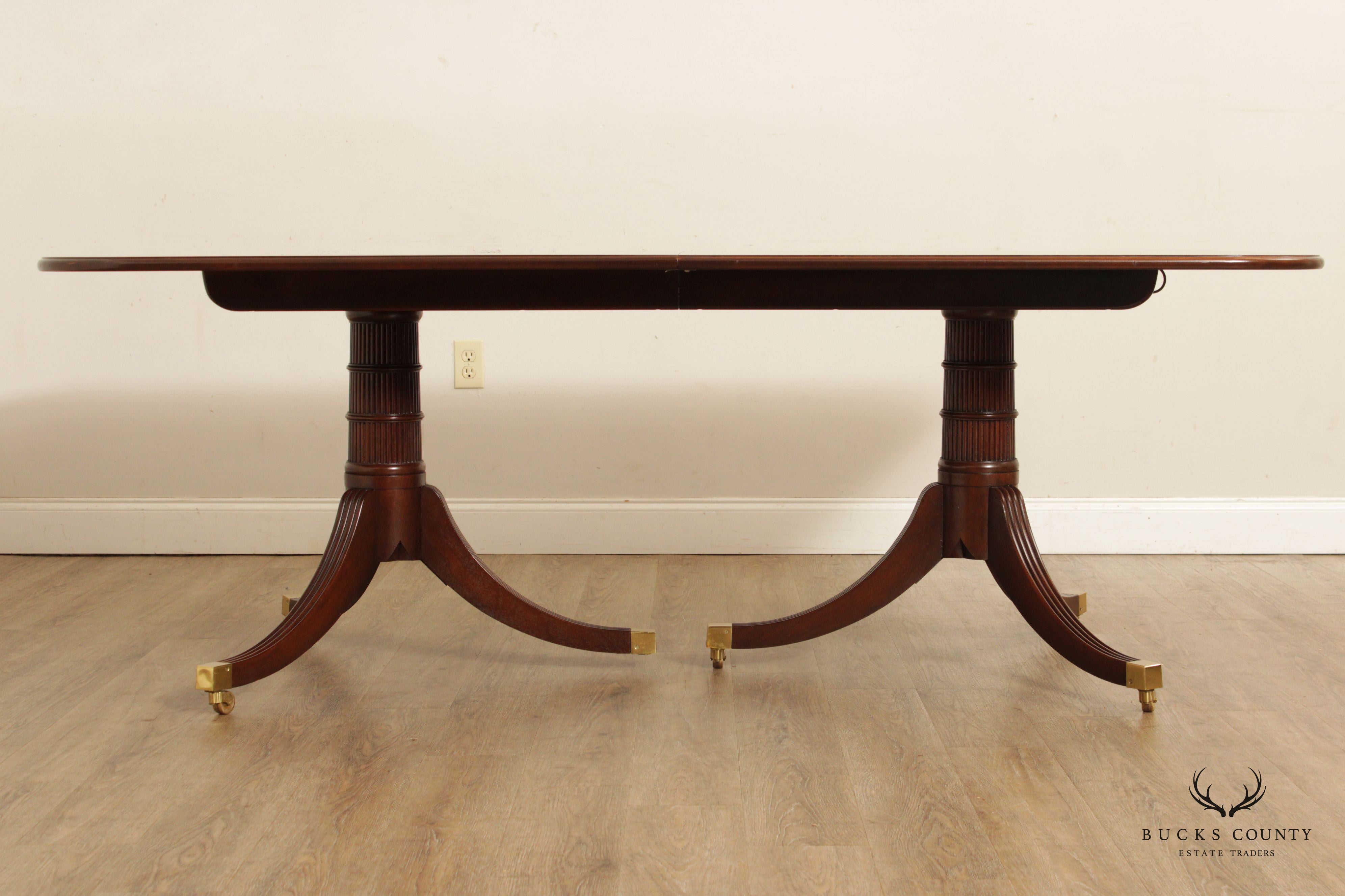 Baker Stately Homes Collection Banded Mahogany Extendable Dining Table