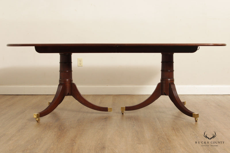 Baker Stately Homes Collection Banded Mahogany Extendable Dining Table