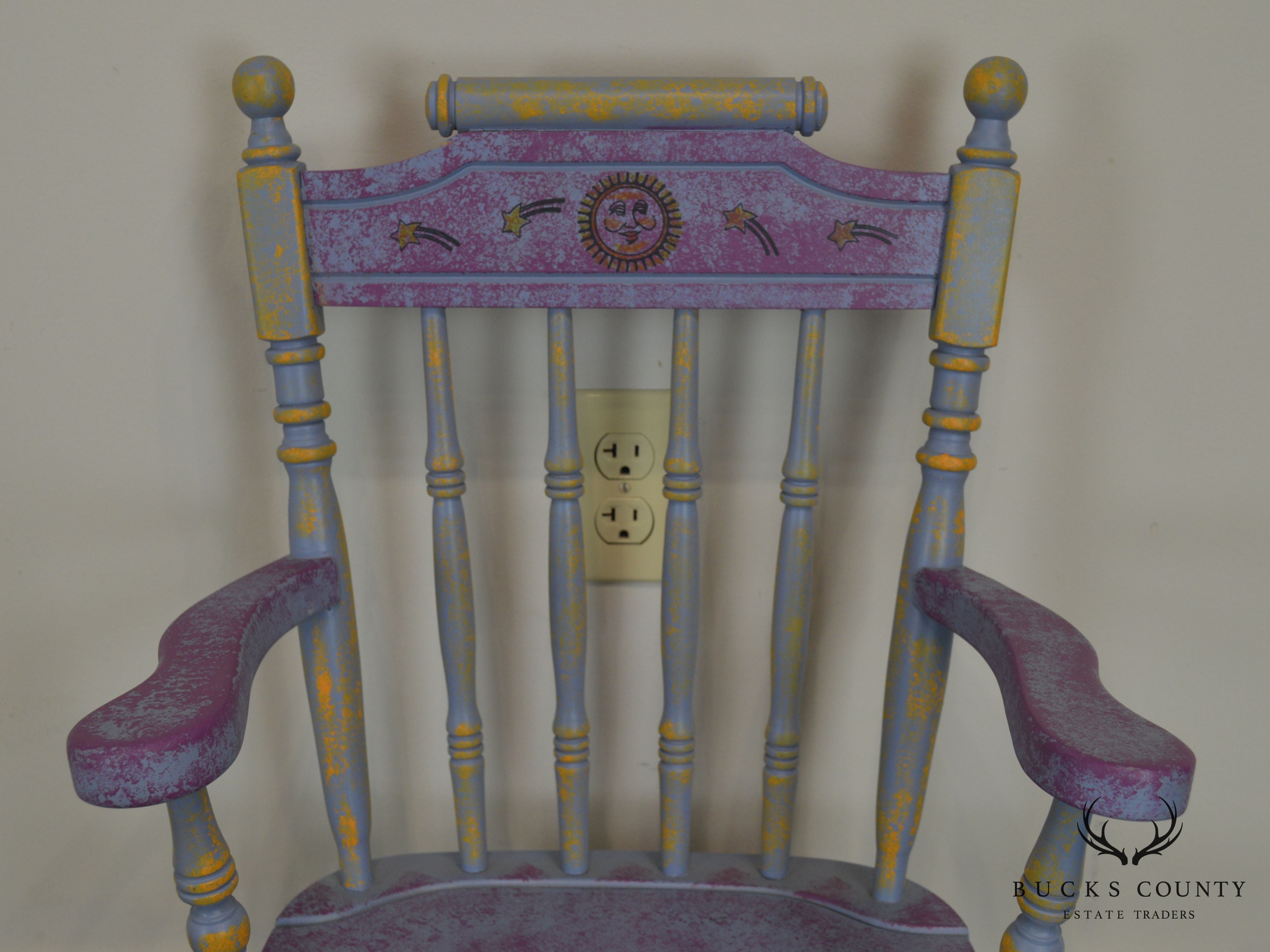 Custom Quality Hand Painted Childs Armchair with Sun & Stars