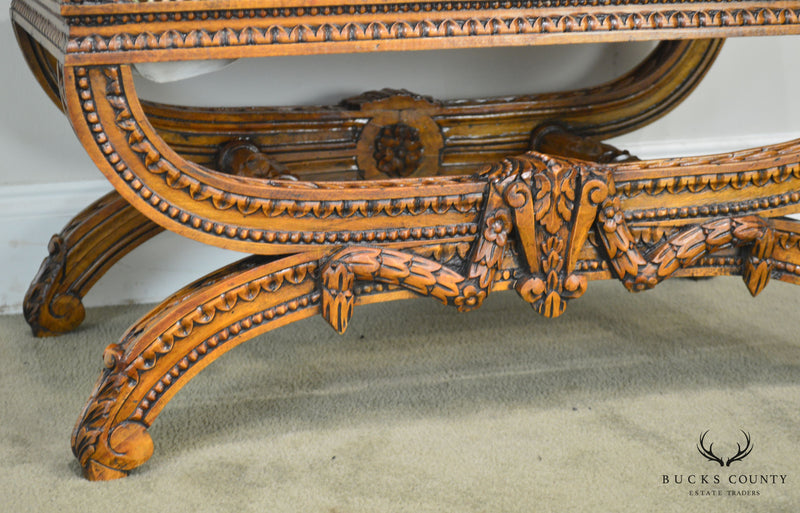 Fine Quality French Louis XV Style Carved Bench