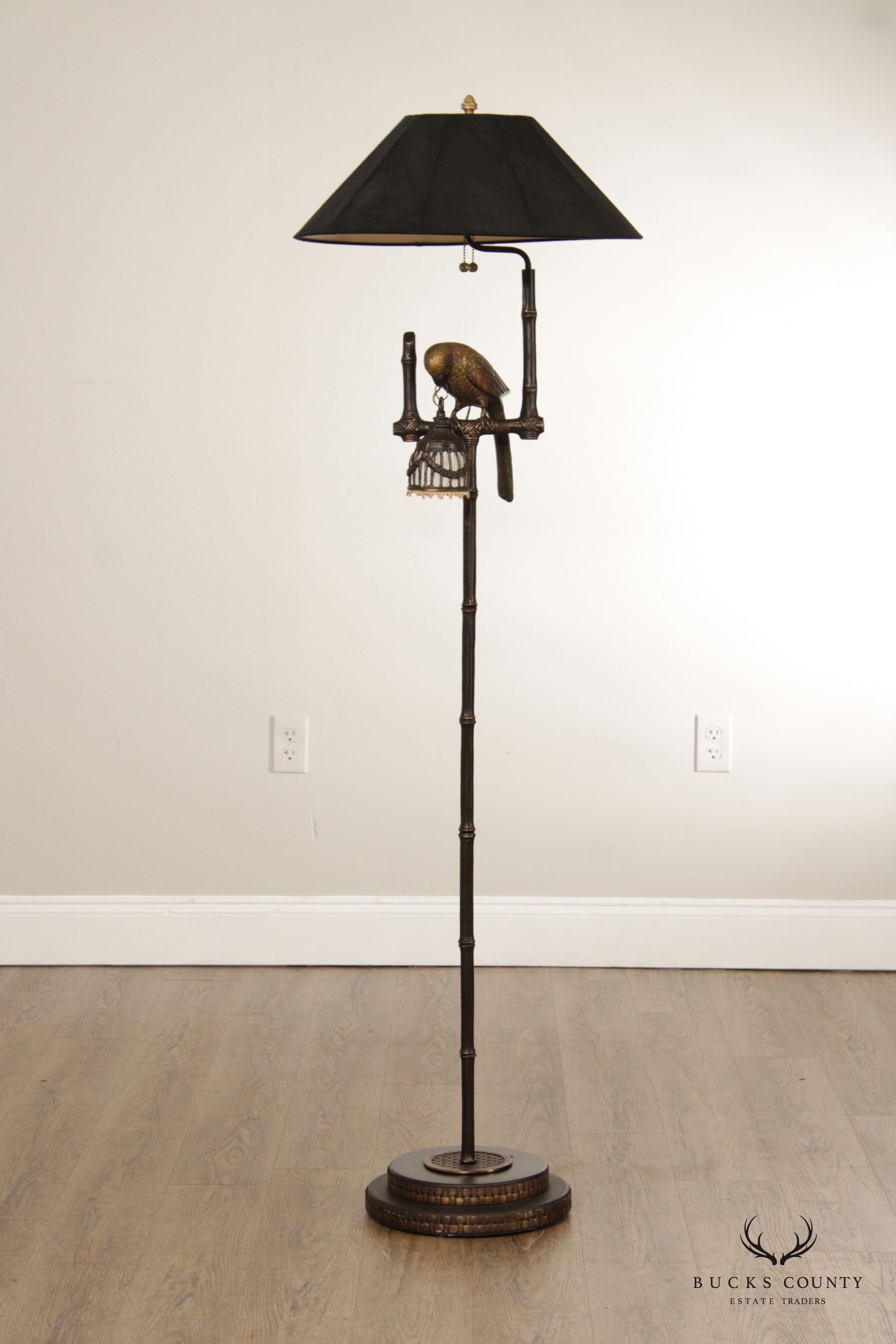 Frederick Cooper British Colonial Style Faux Bamboo Parrot Floor Lamp