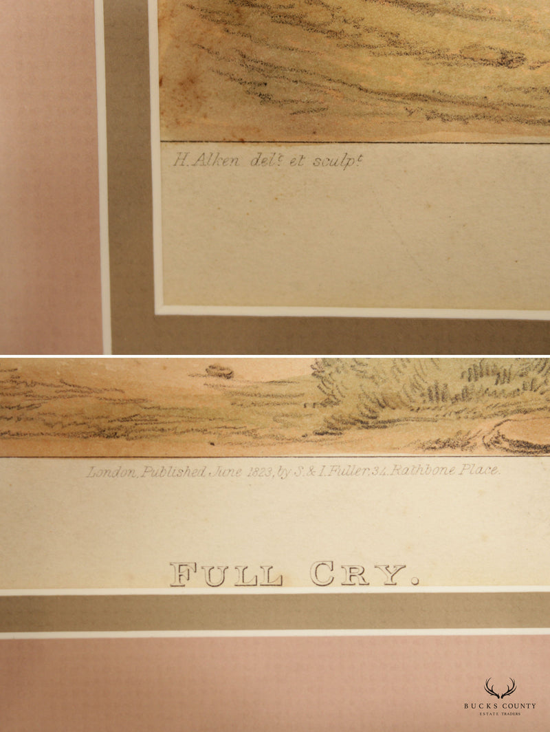 Antique English Aquatint 'Full Cry', After Henry Thomas Alken