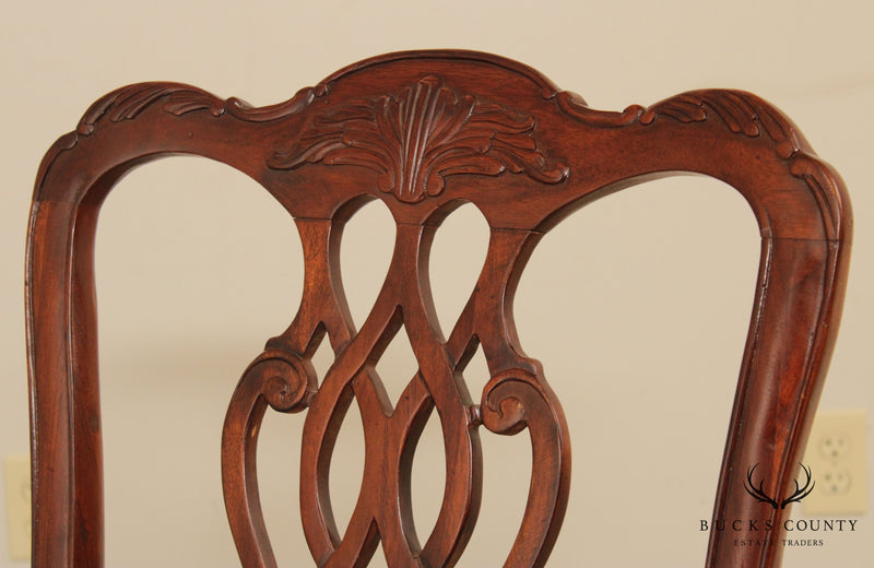 Chippendale Style Carved Mahogany Ball & Claw Pair Side Chairs