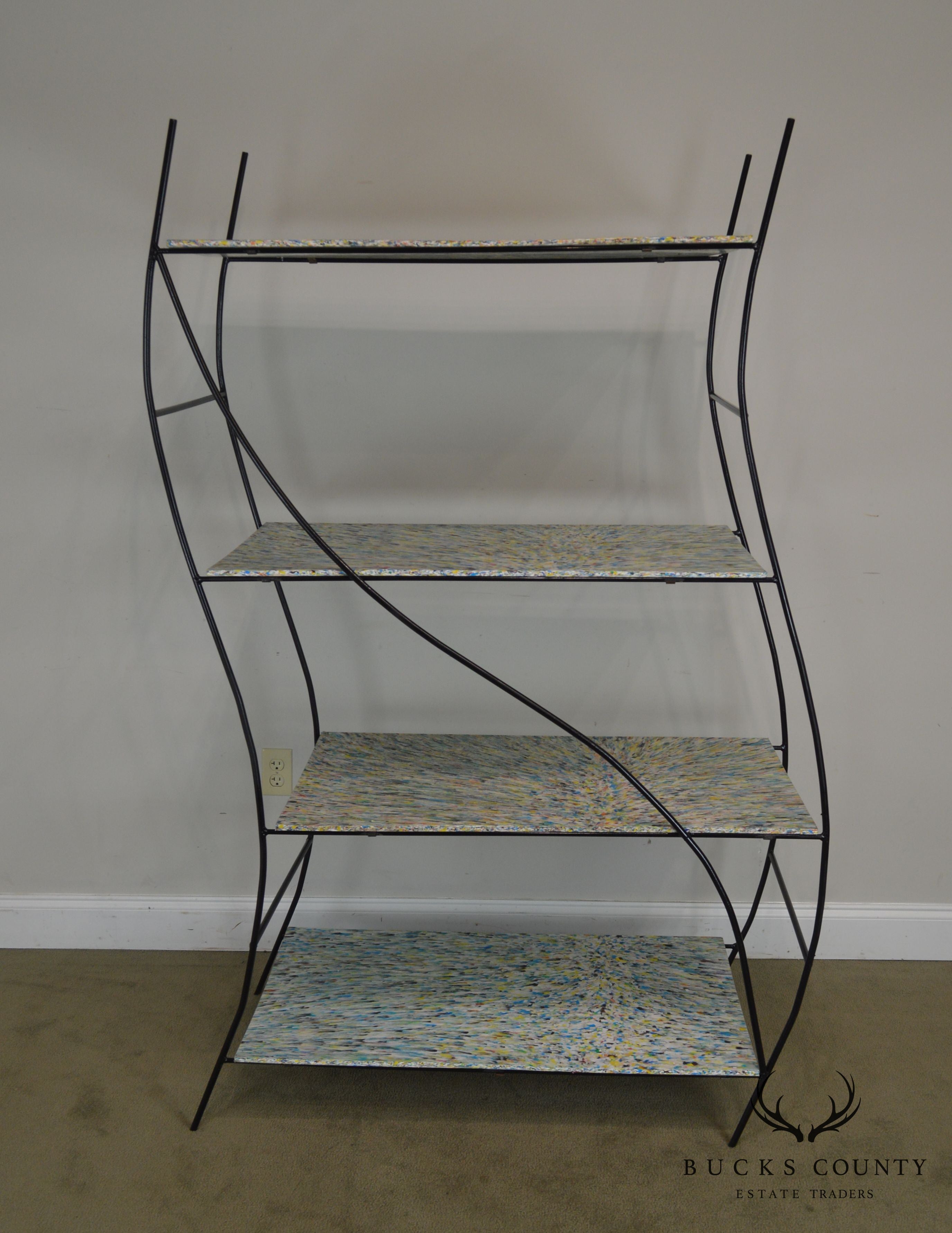 Whimsical Mid Century Modern Iron Etagere Display Rack