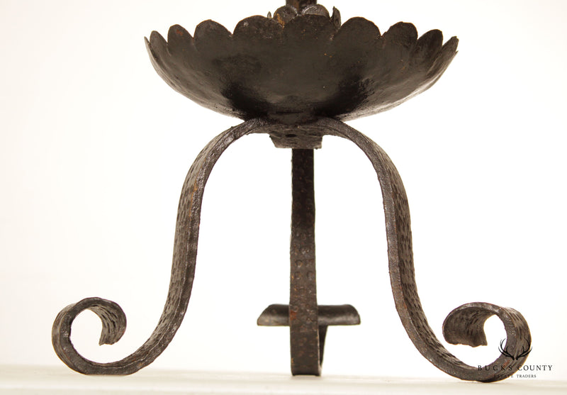 Quality Hand Forged Vintage Wrought Iron Candle Stand