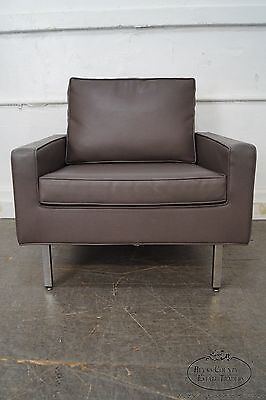 Milo Baughman Thayer Coggin Mid Century Modern Chrome Frame Club Lounge Chair