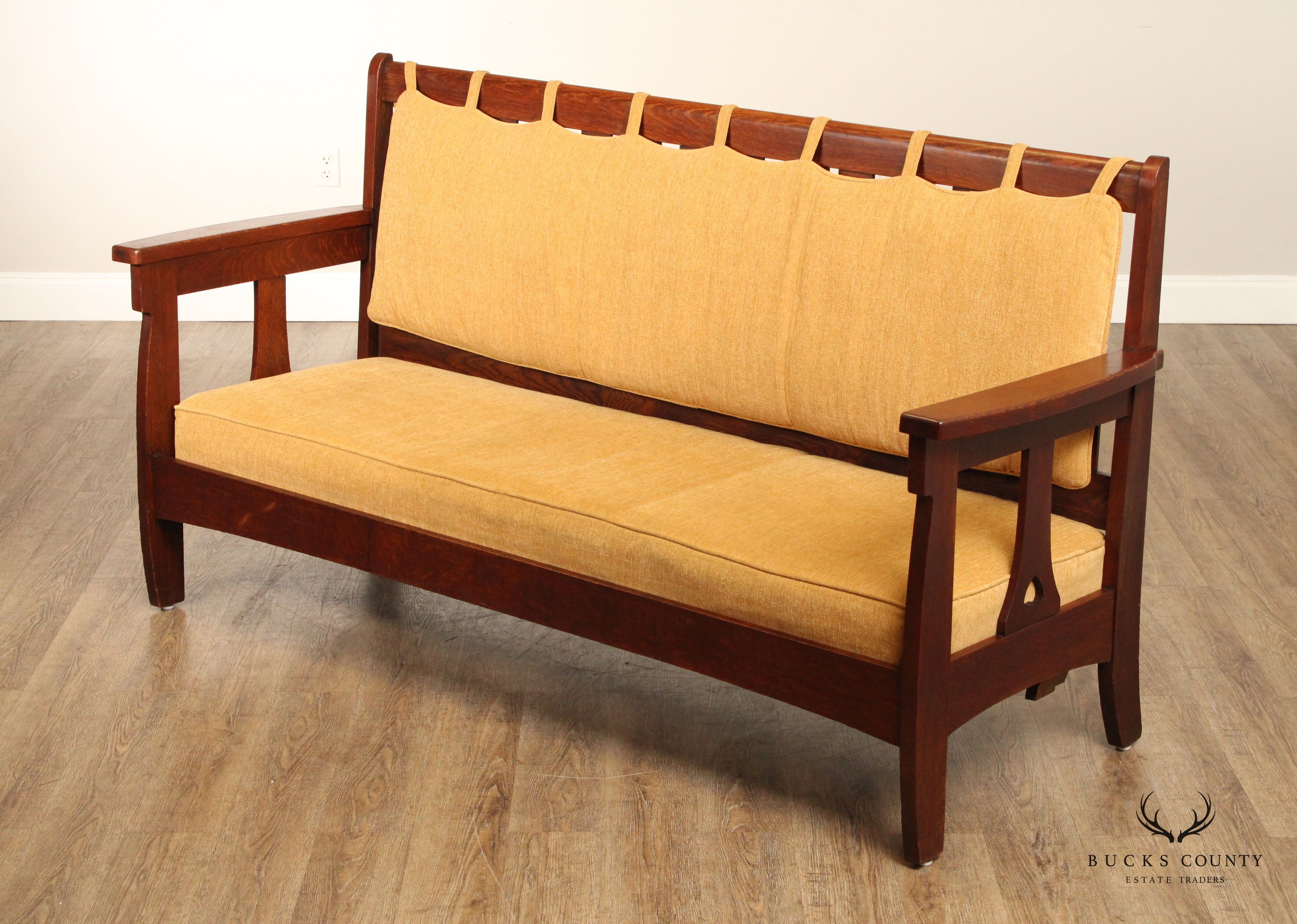 Limbert Antique Arts & Crafts Oak Settle Sofa