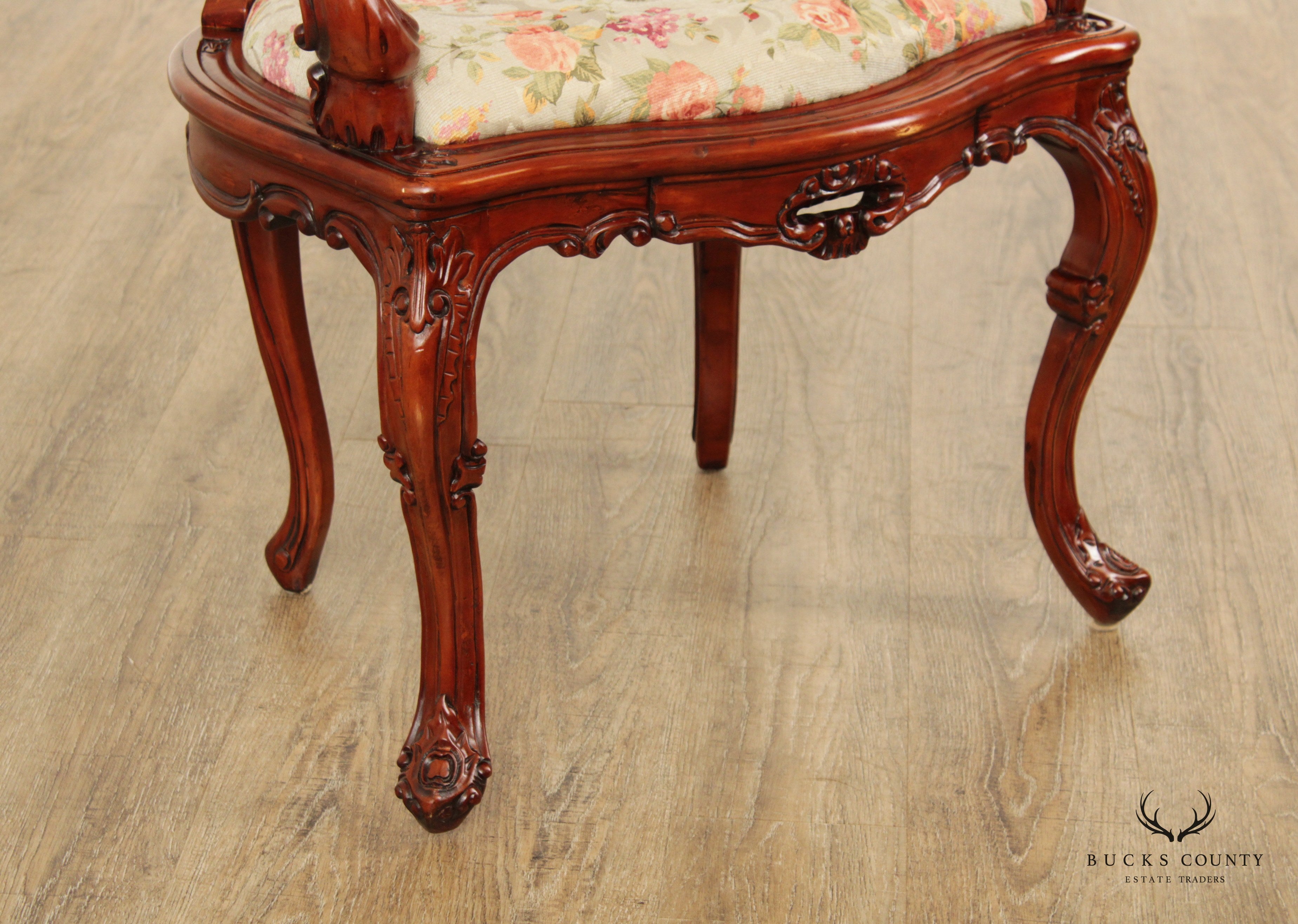 Italian Rococo Style Carved Frame Armchair