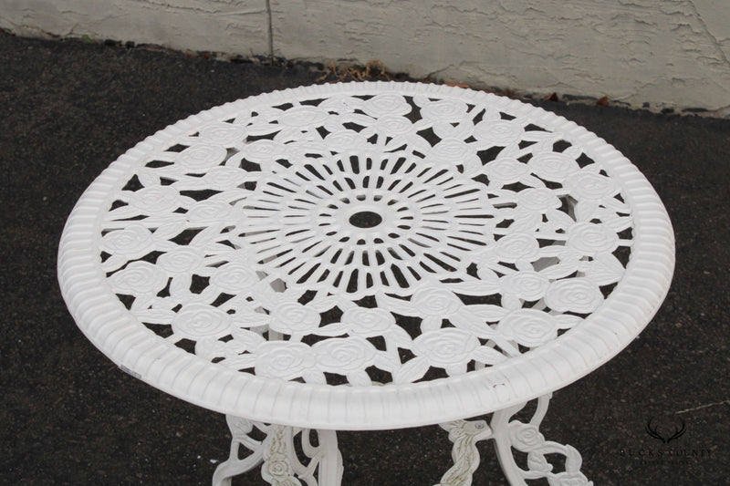 Vintage Rose Pattern Round Cast Aluminum Garden Patio Bistro Table