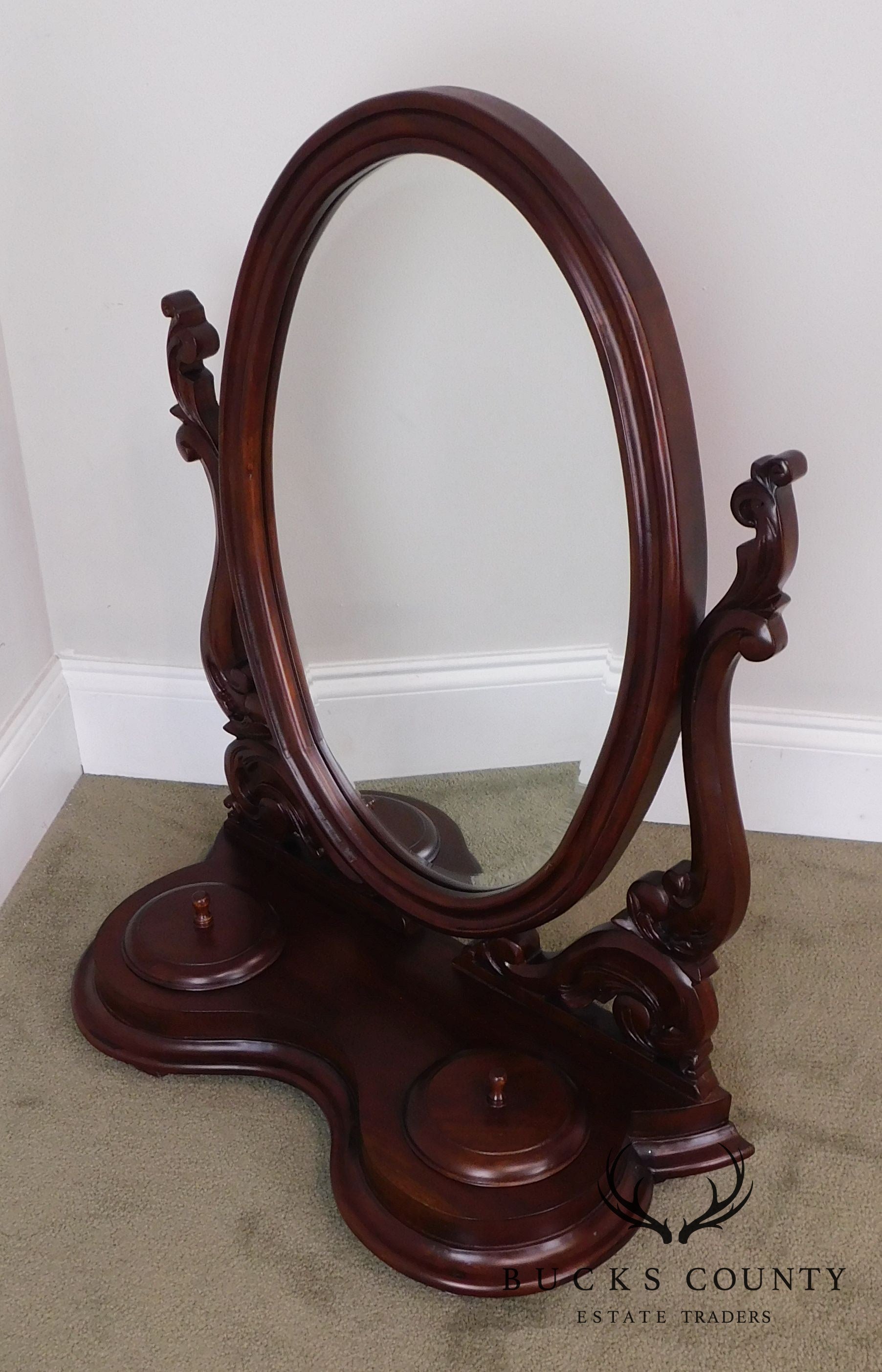 Victorian Style Solid Mahogany Shaving Mirror