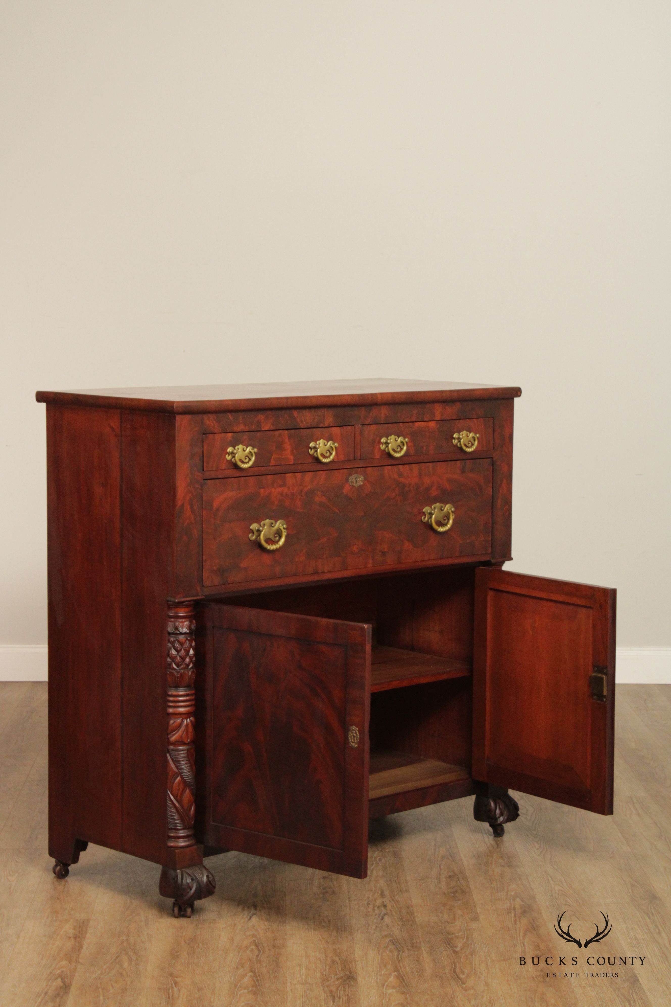 Antique 19th C. American Classical Flame Mahogany Cabinet