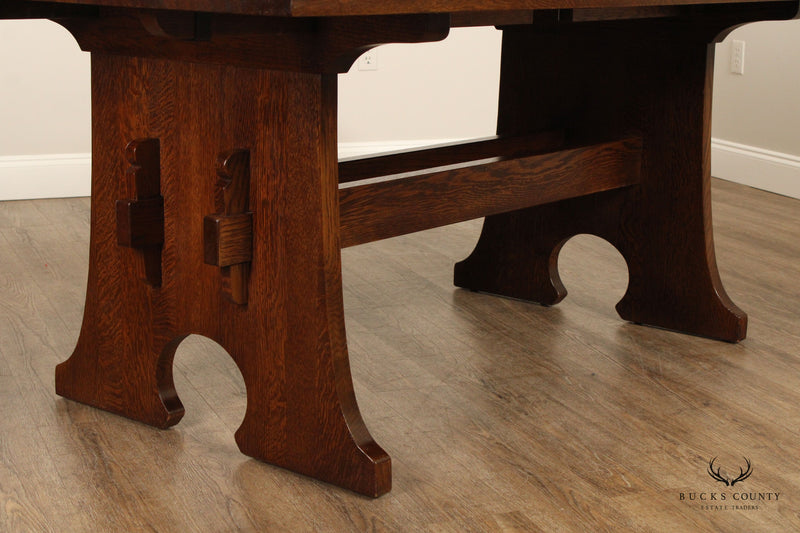 Stickley Mission Collection Oak Expandable Keyhole Trestle Table