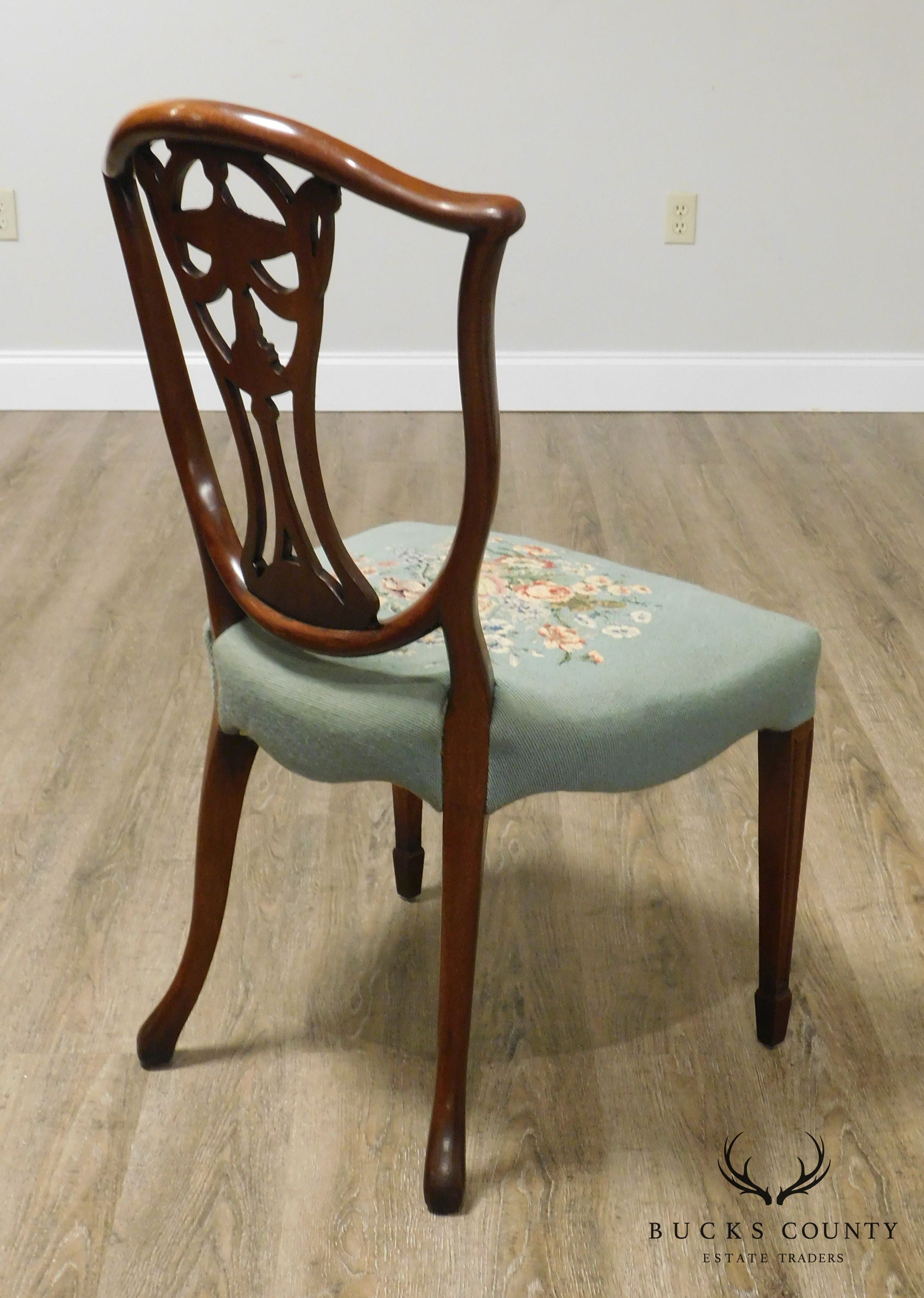 Hepplewhite Style Vintage Custom Quality Mahogany Side Chair