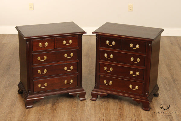 Stickley Chippendale Style Pair Mahogany Nightstands