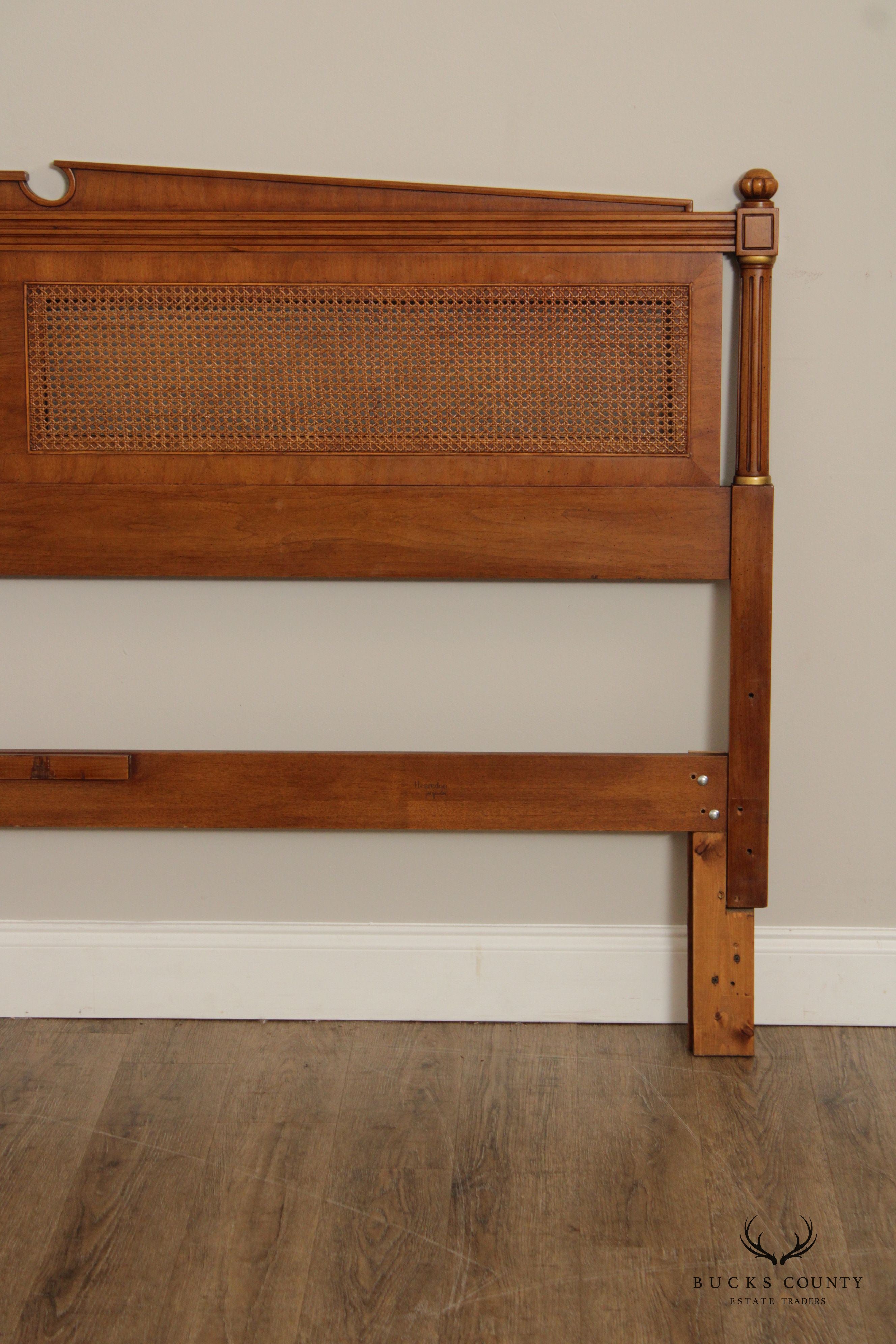 Henredon Regency Style King Size Walnut And Cane Headboard