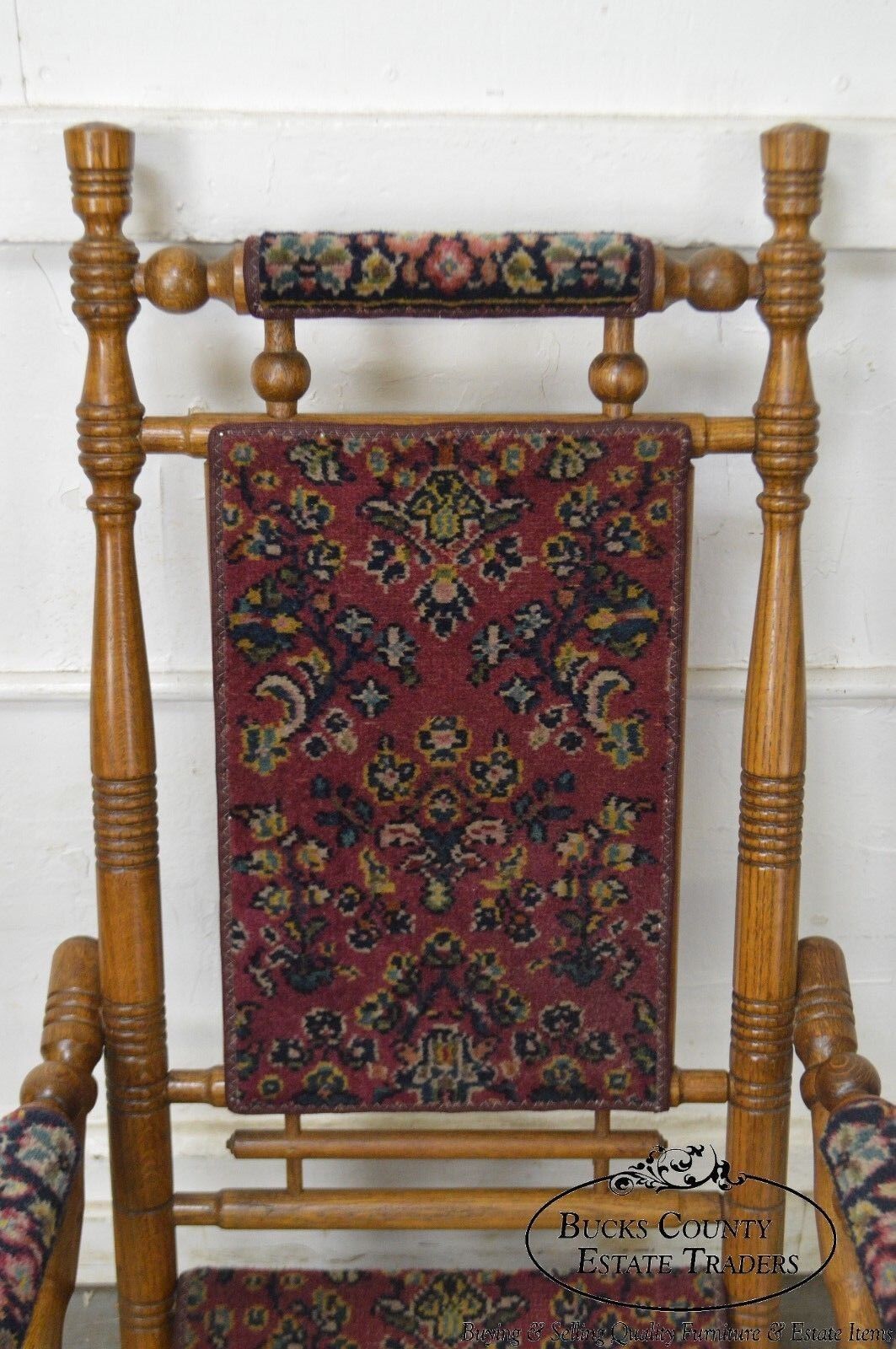 Antique 19th Century Victorian Carpet Upholstered Platform Rocker