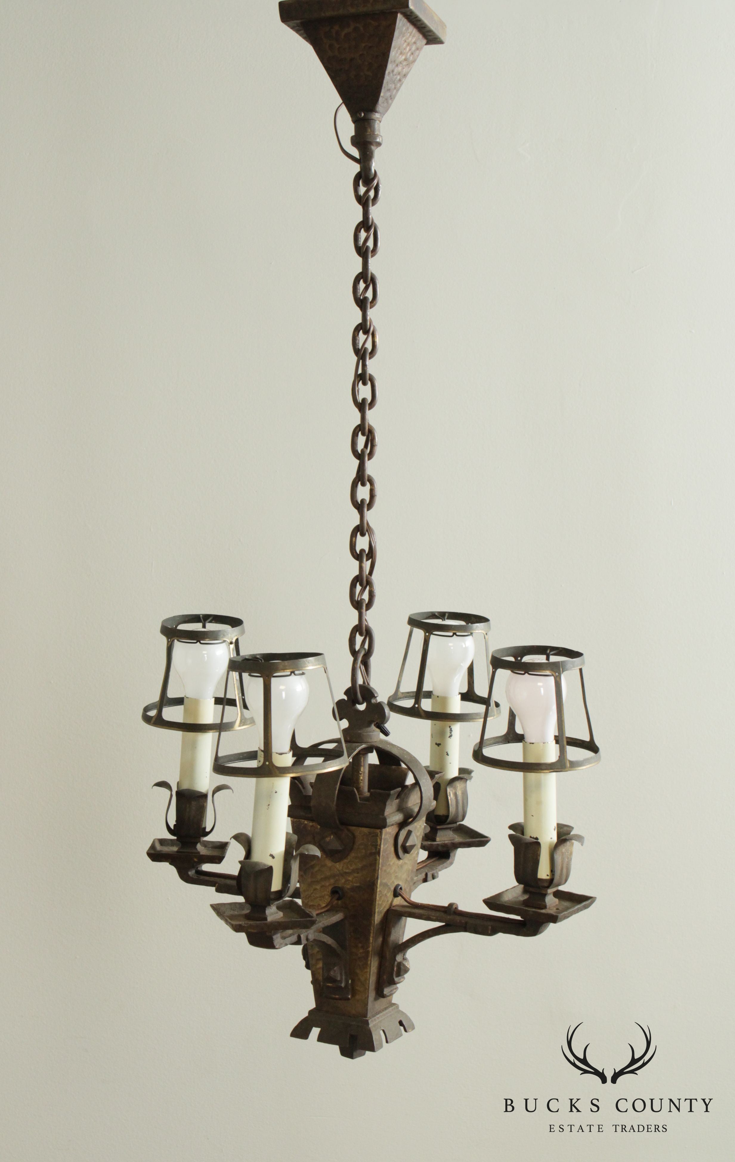 Antique Arts and Crafts 4 Light Chandelier