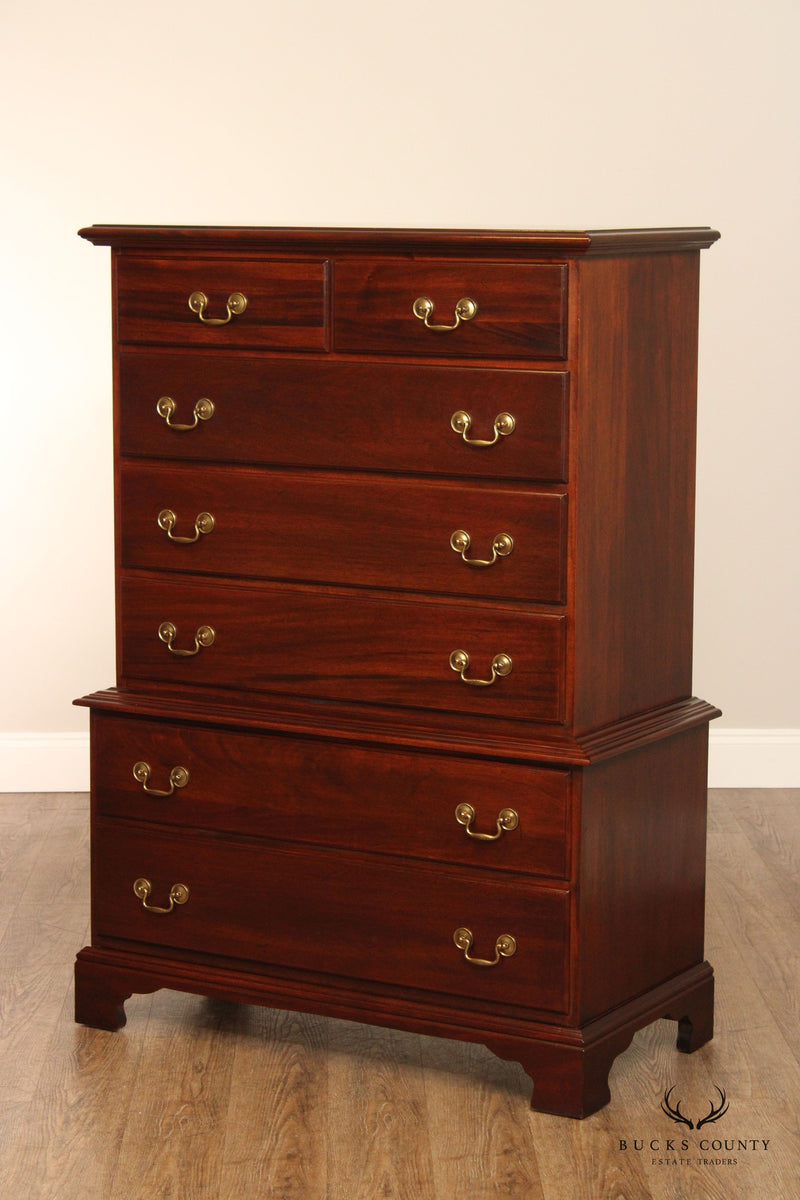 Crescent Chippendale Style Solid Mahogany Chest on Chest