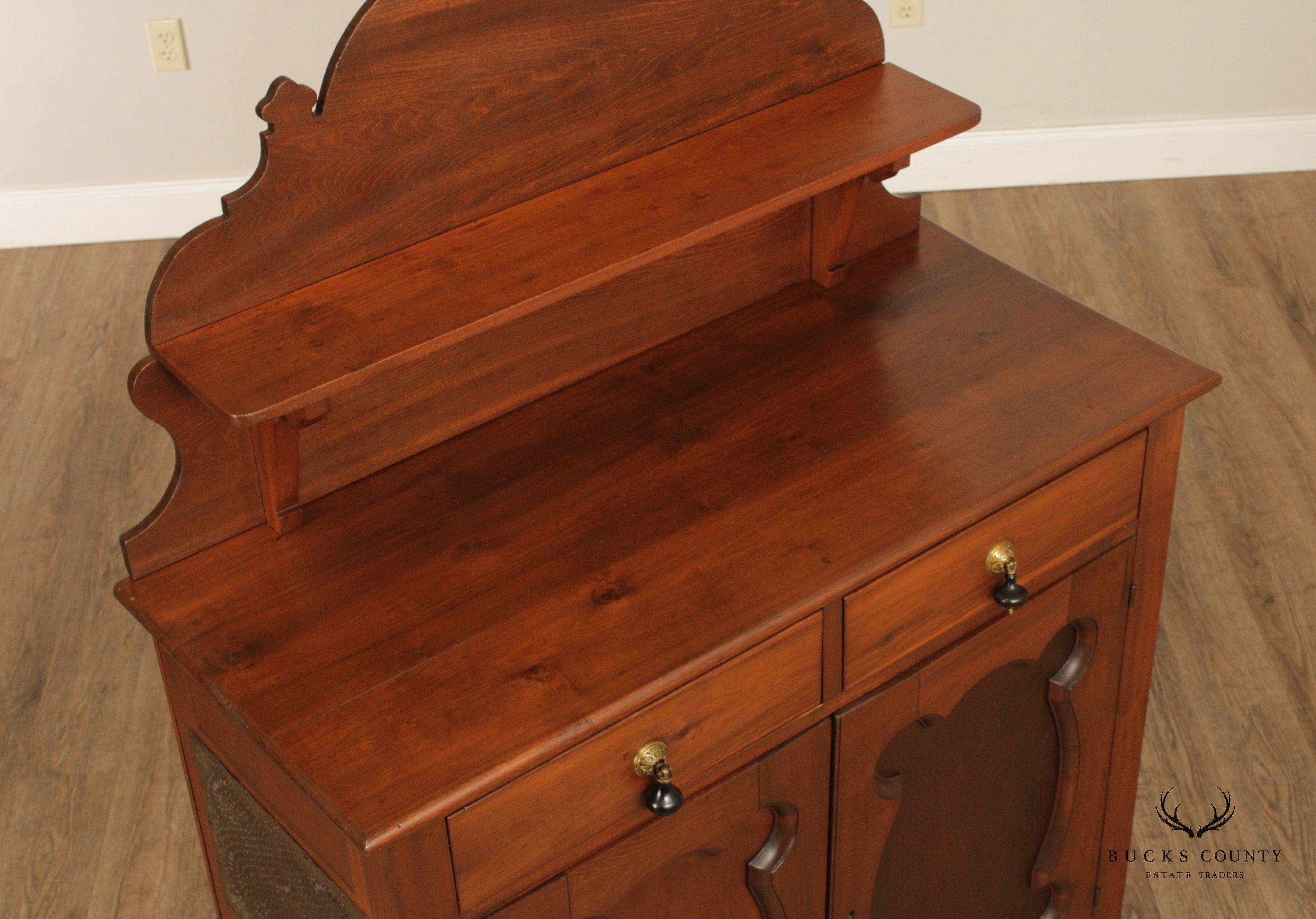 Antique Victorian Poplar Two-Door Pie Safe