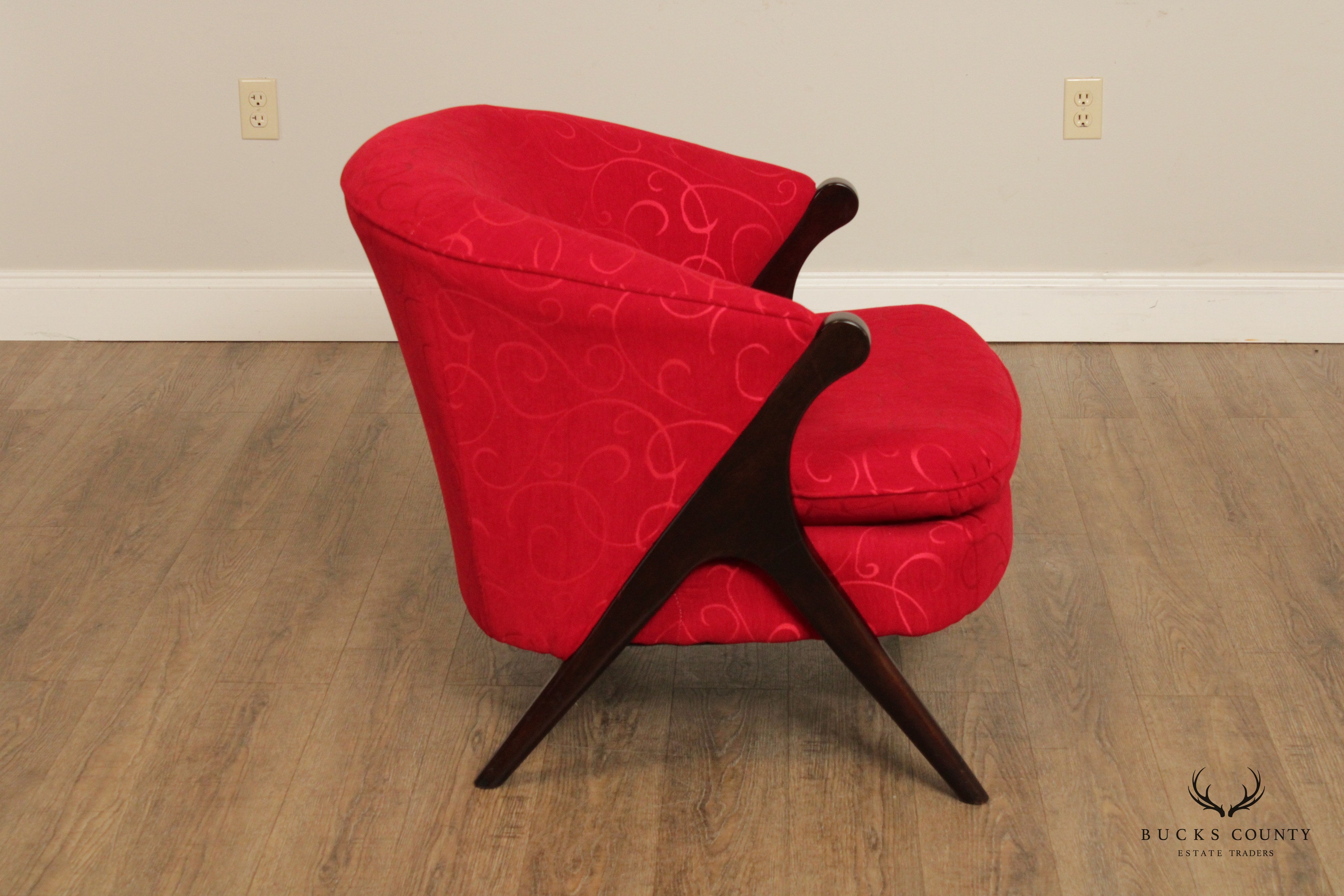 Modern Style Custom Upholstered Red Club Chair