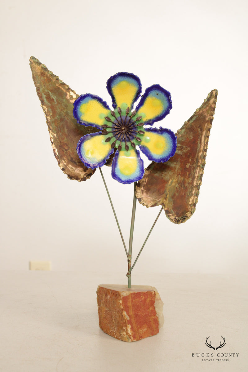 Curtis Jere 1960s Modern Floral Enameled Sculpture