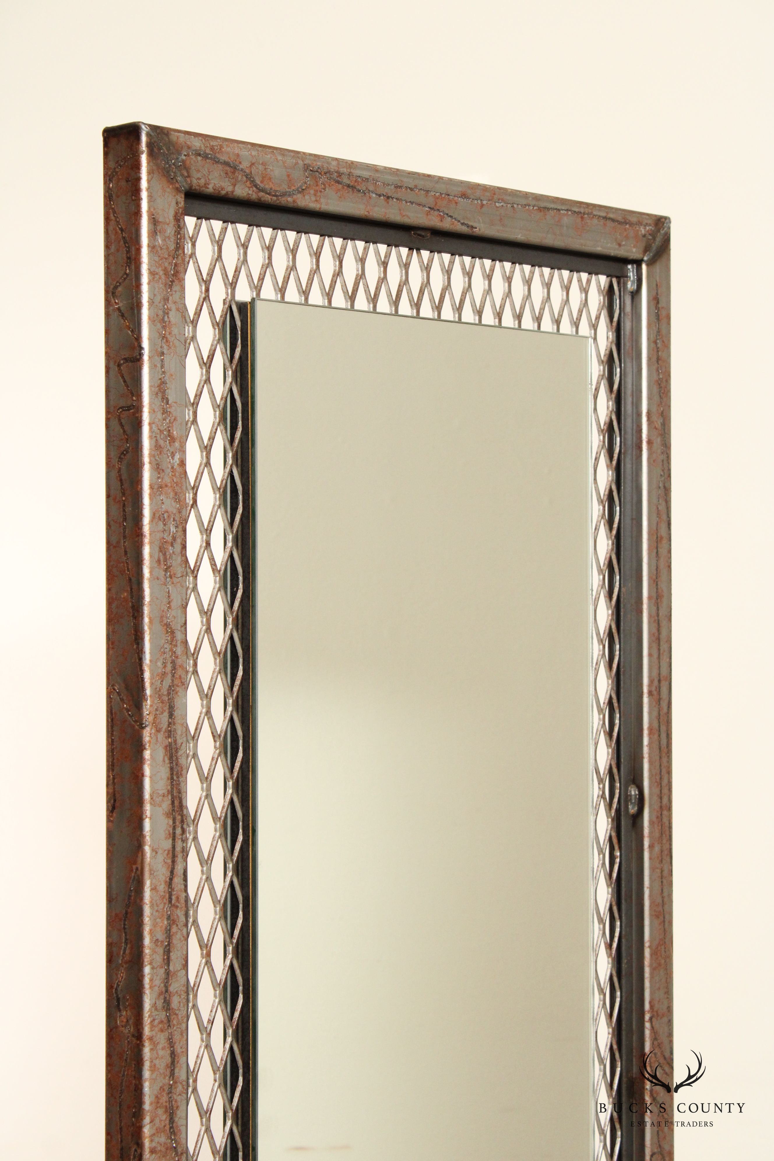 Unusual Custom Crafted Brutalist Steel Double Sided Dressing Mirror