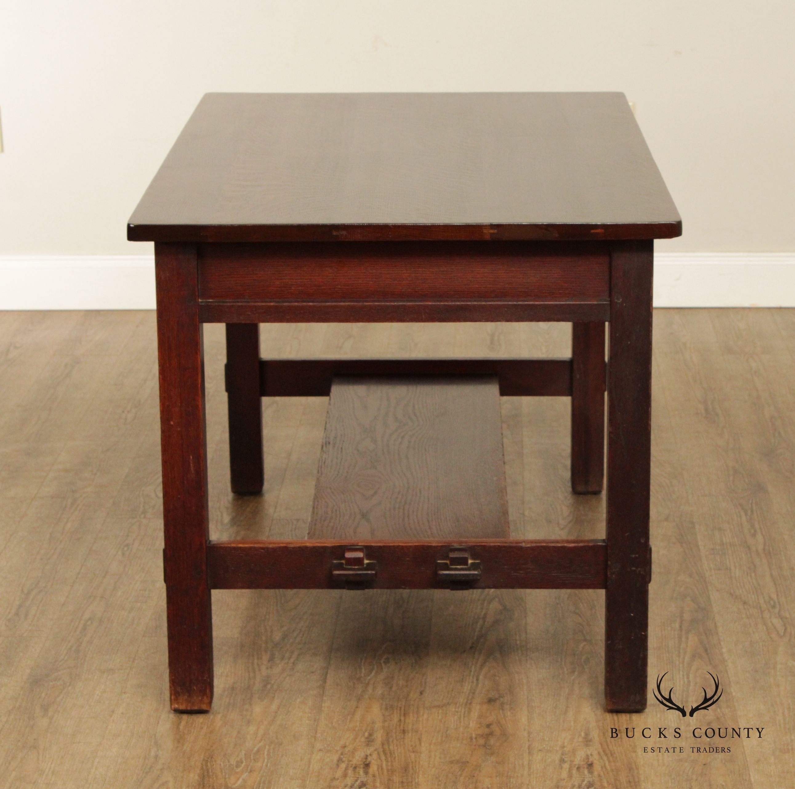 Antique L. & J.G. Stickley Mission Oak Library Table