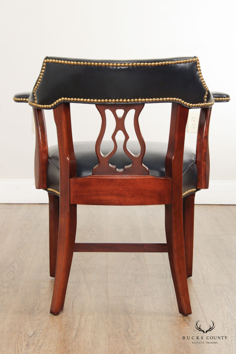 Hancock & Moore Chippendale Style Pair of Leather Captains' Chairs