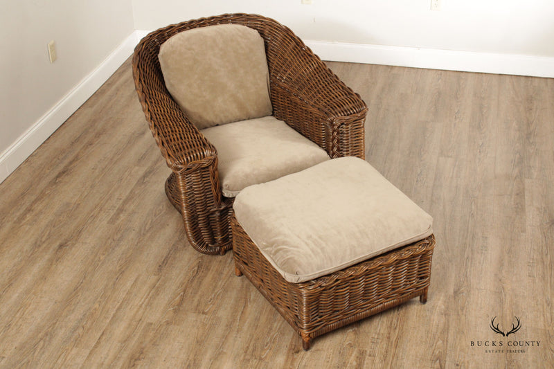 Quality Wicker Club Chair and Ottoman