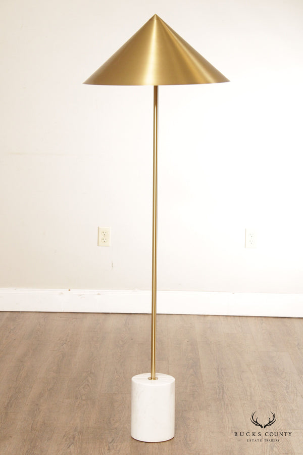 Zuo Minimalist Style Brass and Marble Two-Light 'Bianca' Floor Lamp