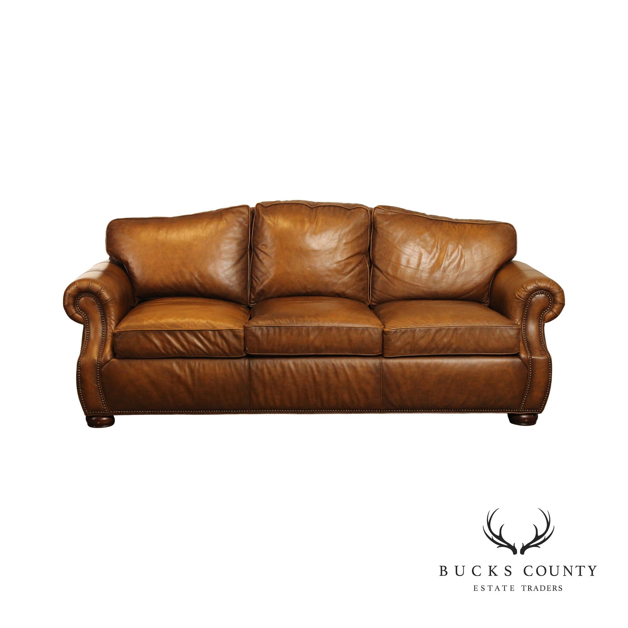 Century Trading Co. Camelback Leather Sofa