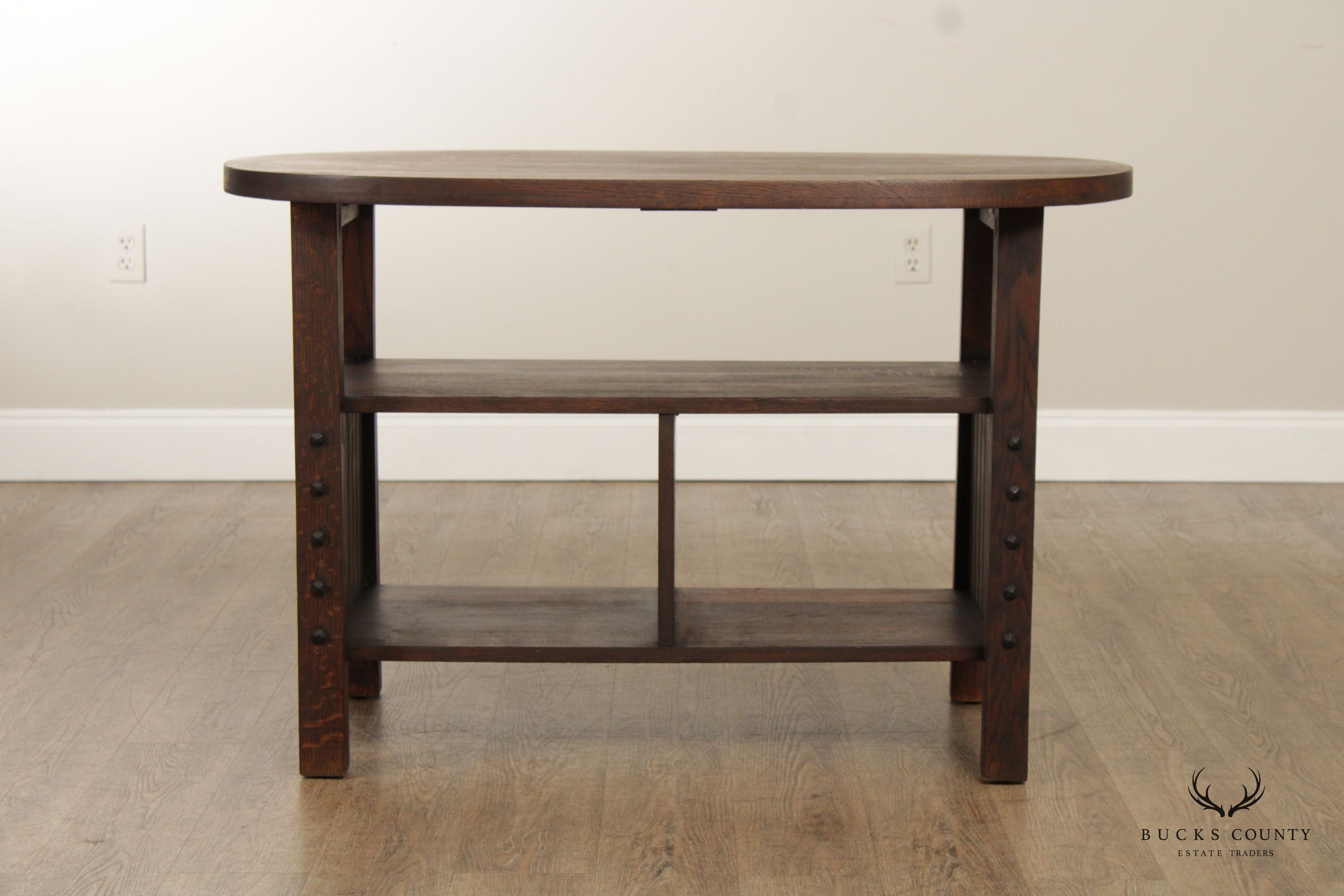 ANTIQUE MISSION OAK LIBRARY TABLE