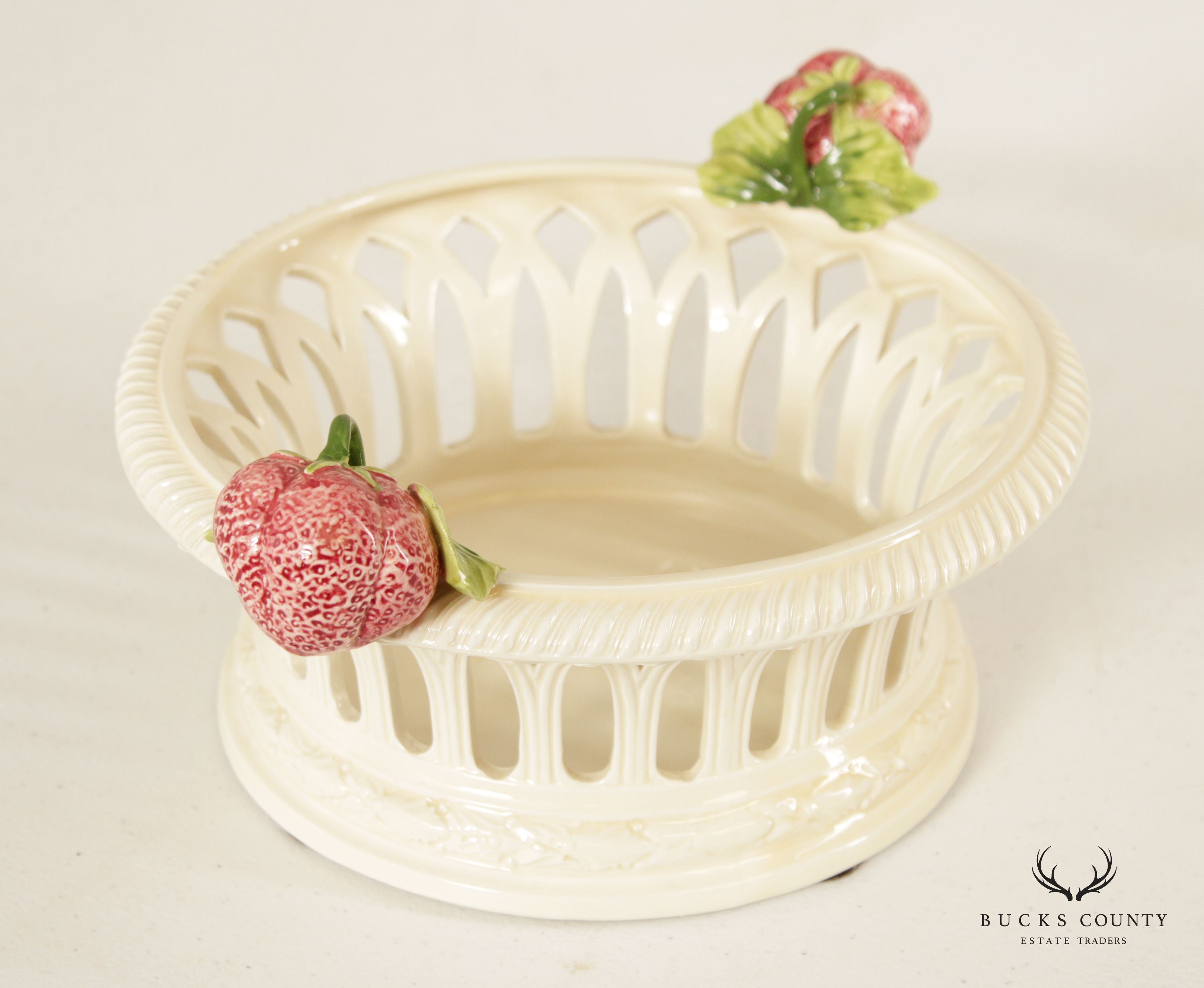 Vintage Italian Ceramic Strawberry Basket