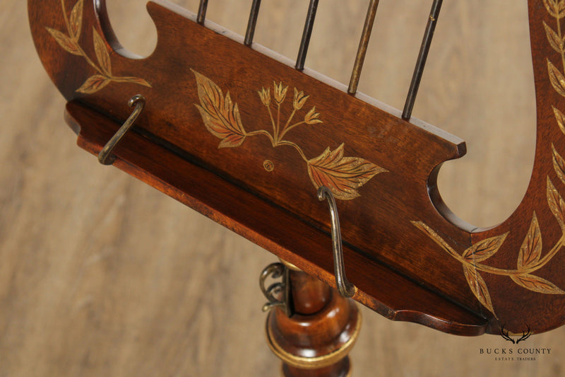 Victorian Style Mahogany Lyre Form Music Stand