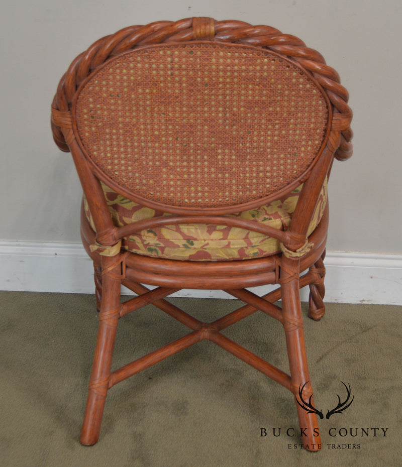 Mcguire of San Francisco Pair Painted Twist Rattan Armchairs