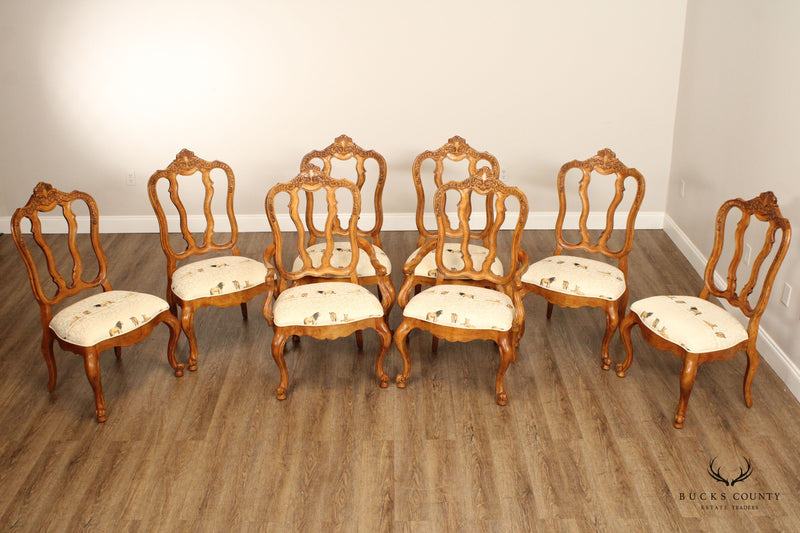 Century Furniture Coeur De France French Country Style Set of Eight Carved Dining Chairs