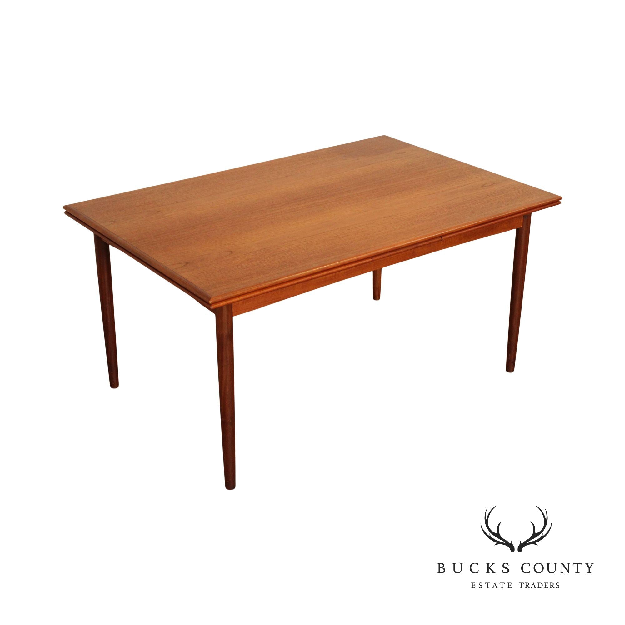 Danish Modern Teak Expandable Refectory Dining Table