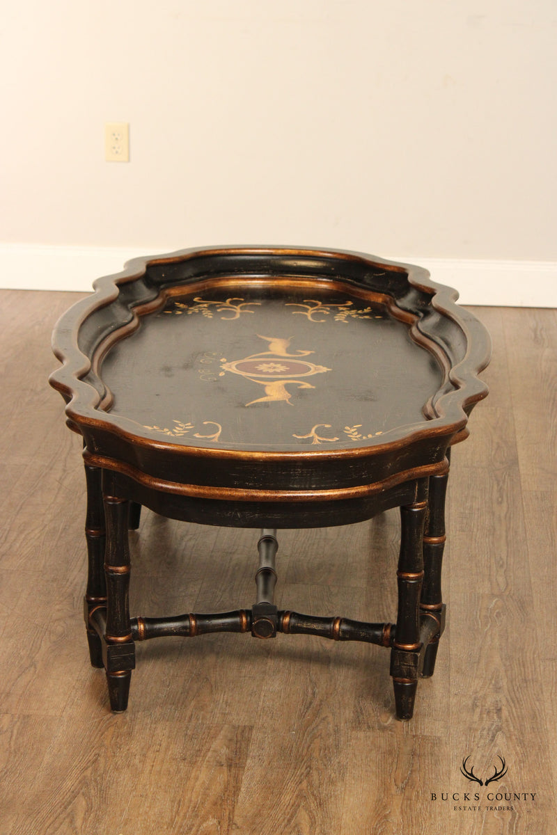 Vintage Paint Decorated Faux Bamboo Coffee Table