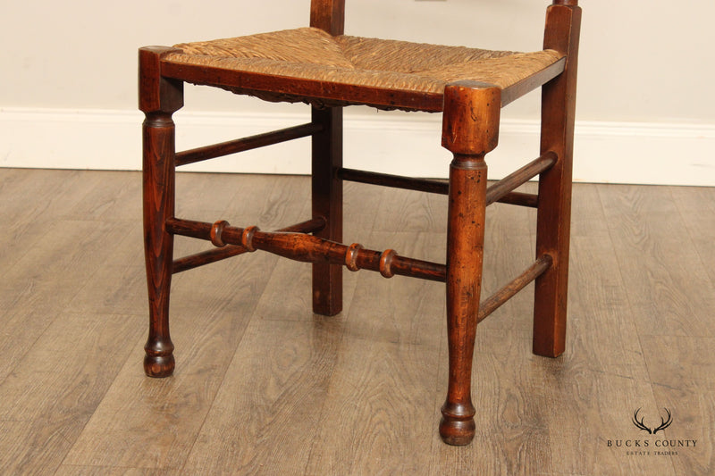English Lancashire Spindle Back Rush Side Chair
