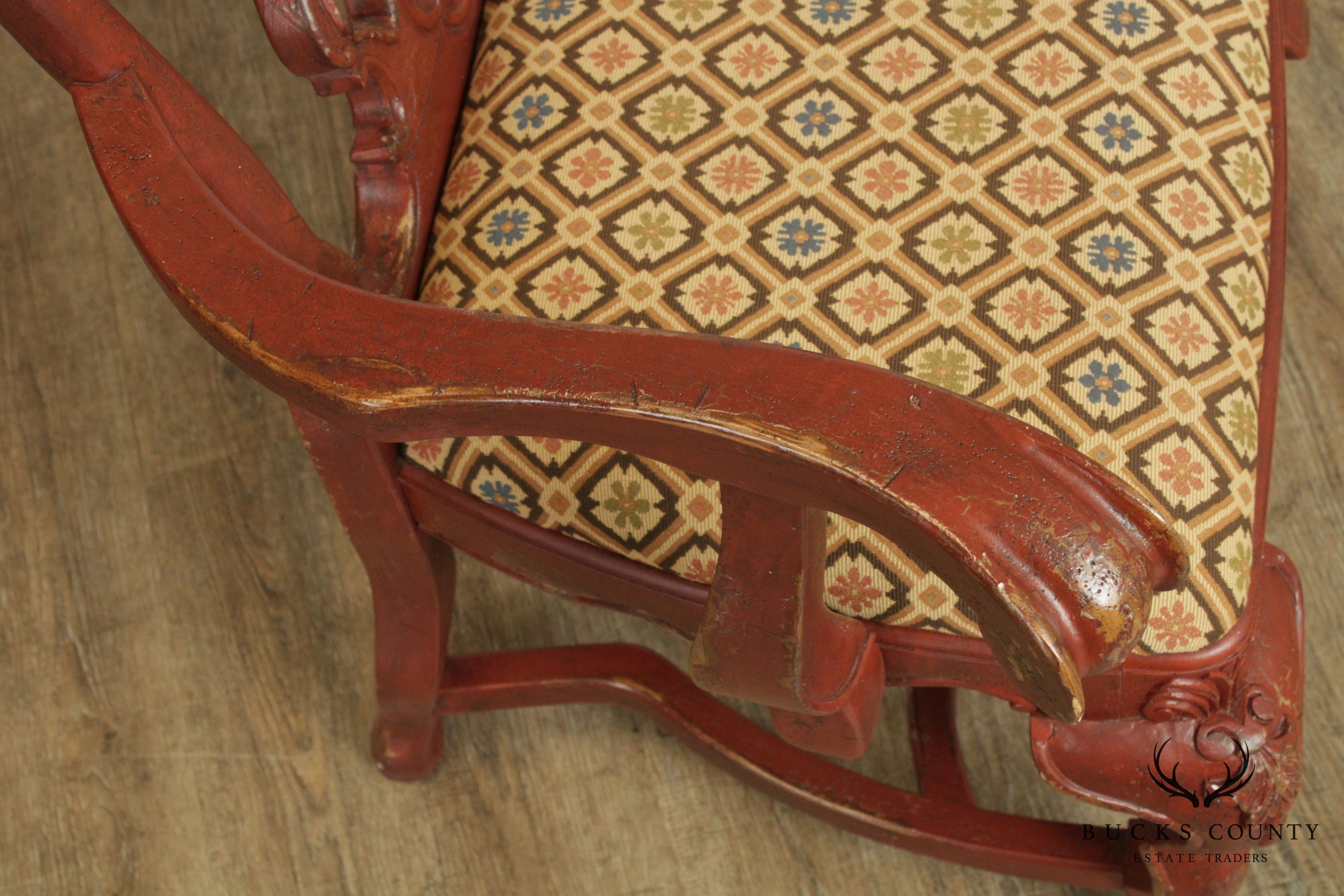 Habersham Red Painted Georgian Style Armchair