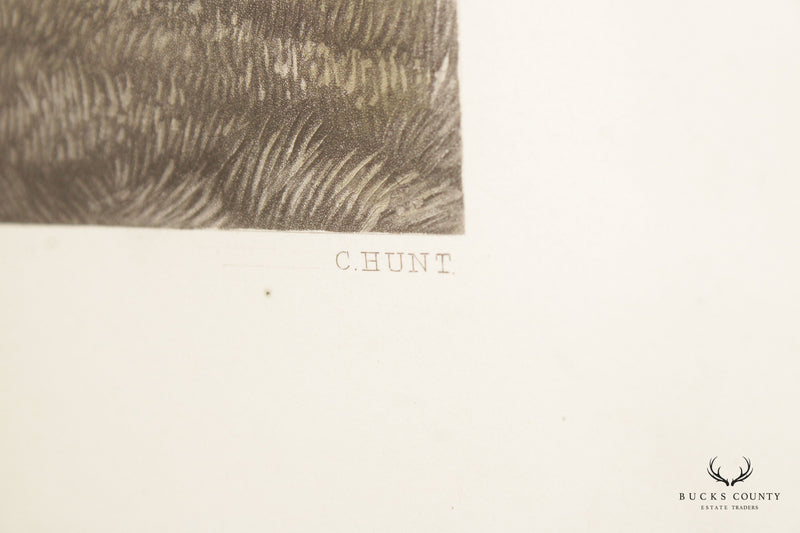 Charles Hunt Equestrian 'Impending Danger' Colored Etching, Custom Framed