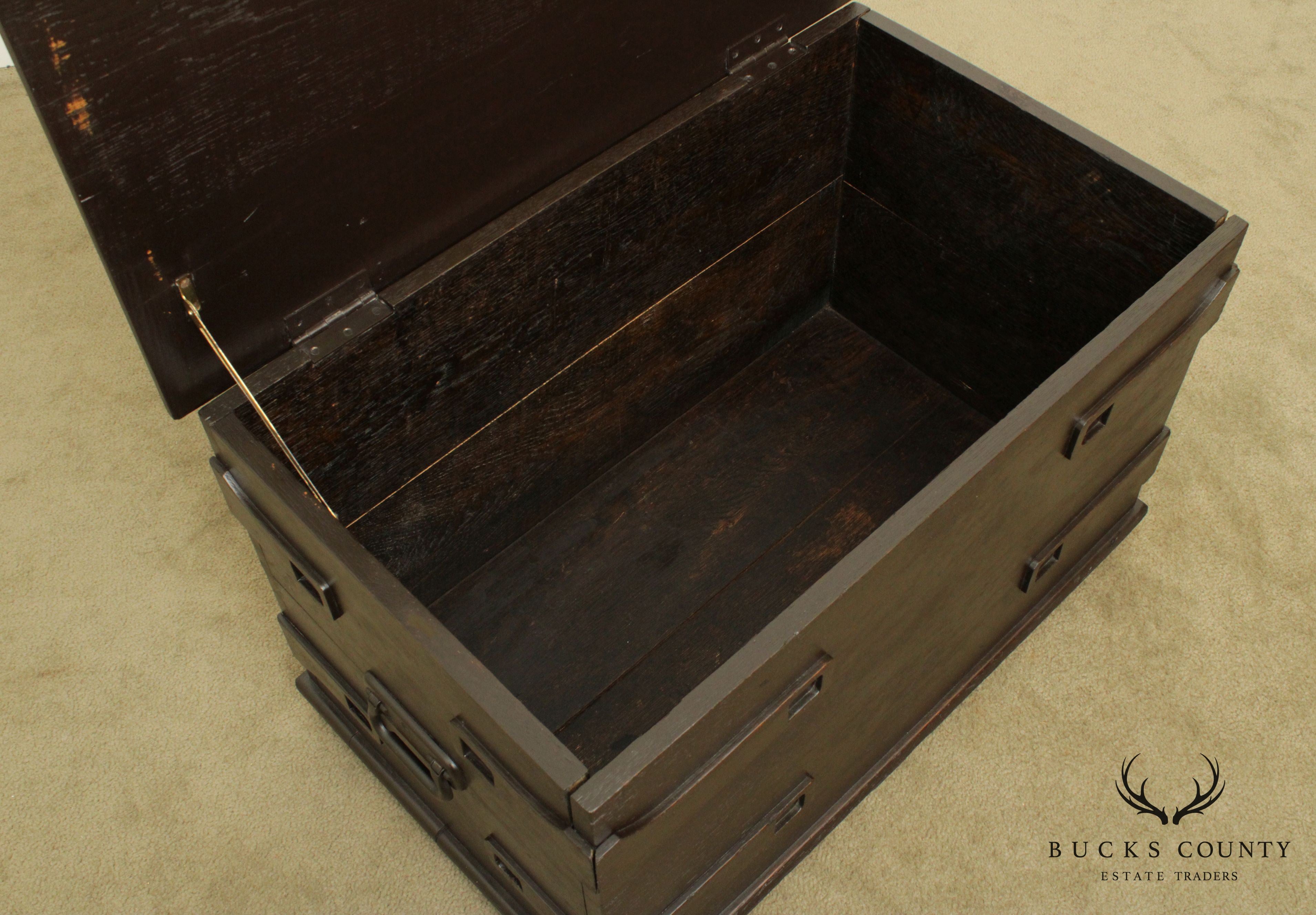 Antique Arts and Crafts Oak Lidded Storage Chest