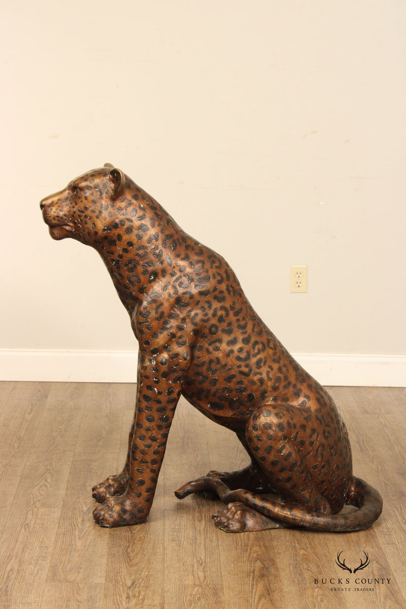 Hot Sale Bronze Life Size Leopard Sculpture Brass Leopard Statue OAL-22