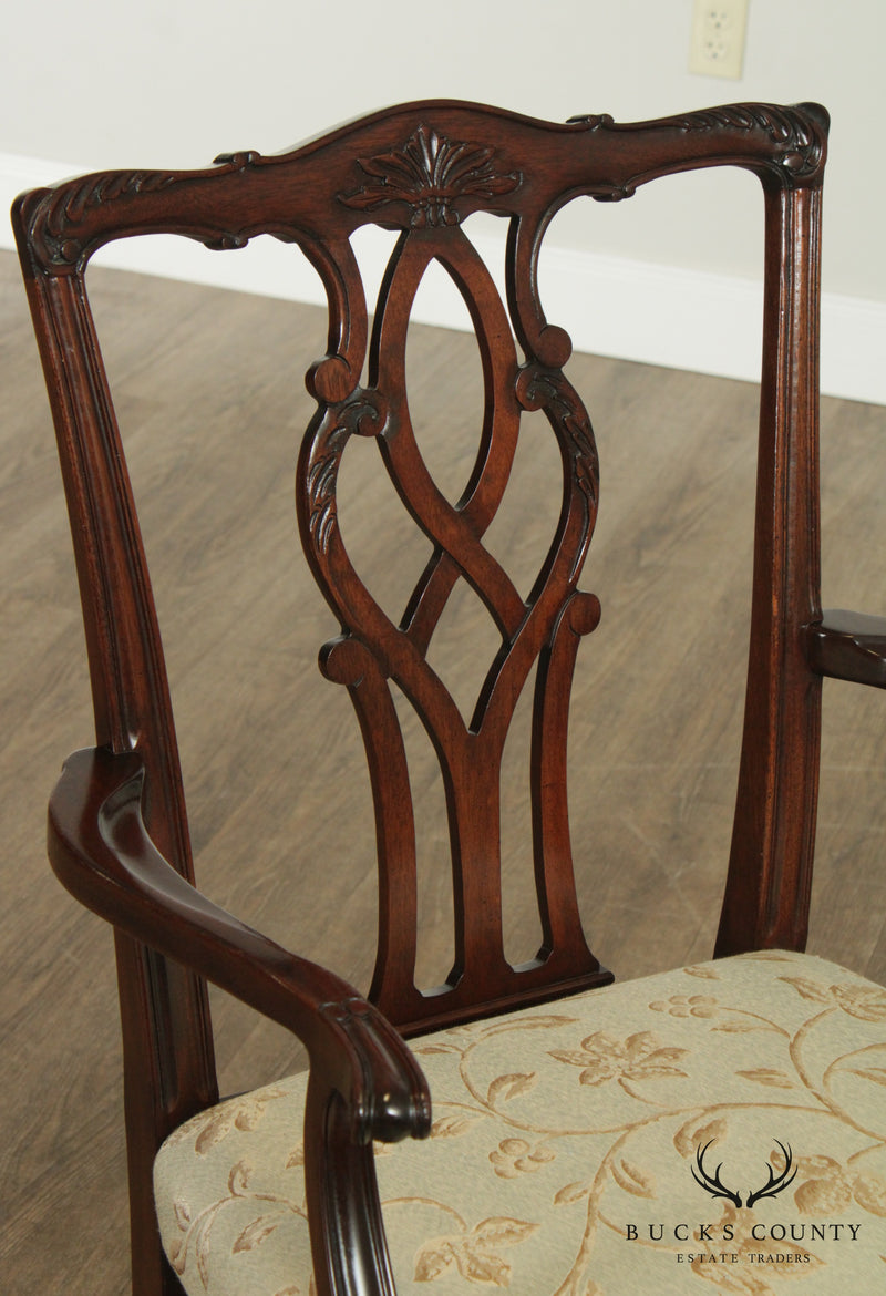 Kindel Chippendale Style Mahogany Set 8 Dining Chairs