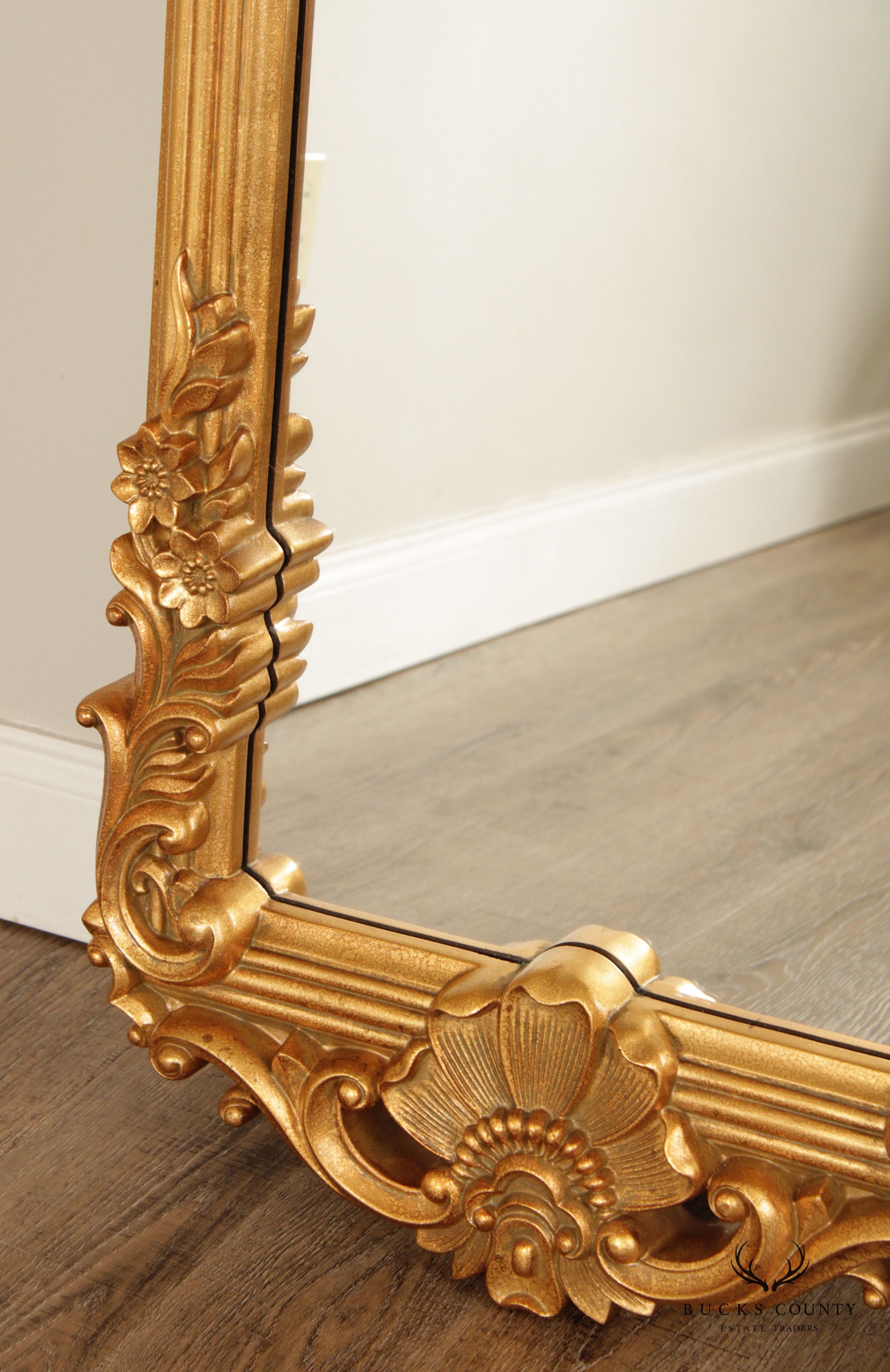 Rococo Style Carved Gesso Full Length or Pier Mirror