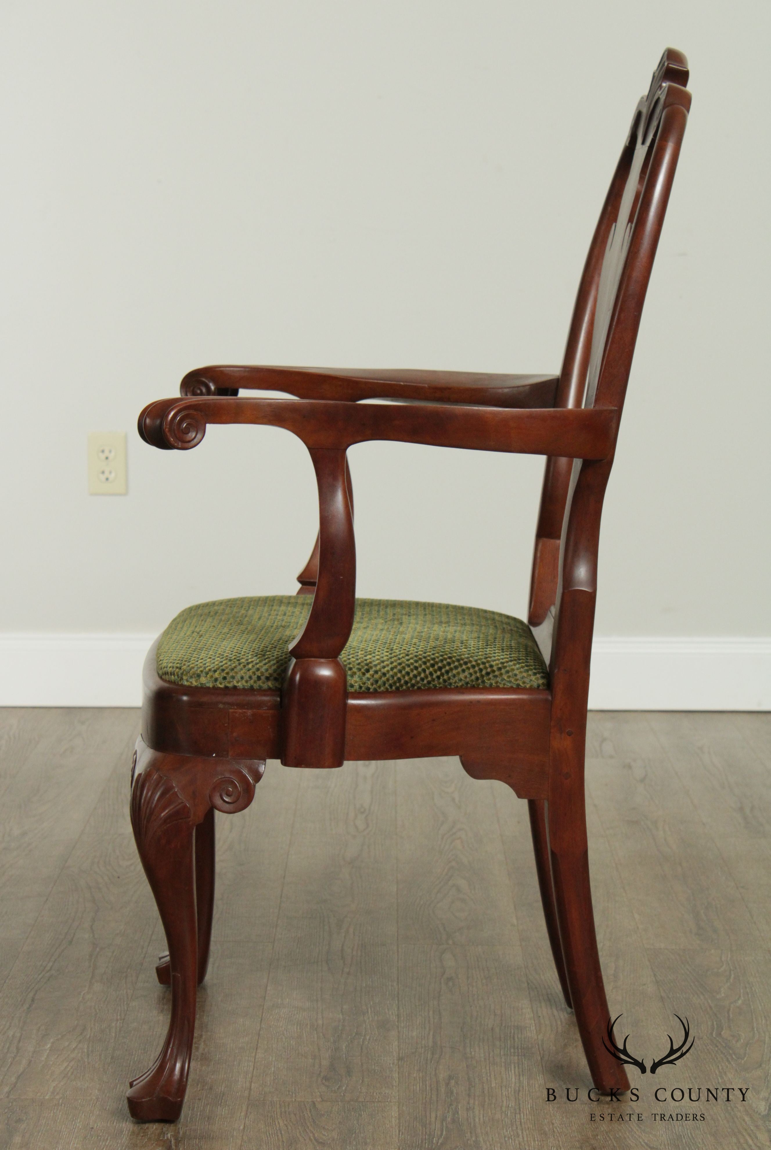 W. Schwartzkopf Hand Made Pair Walnut Queen Anne Armchairs