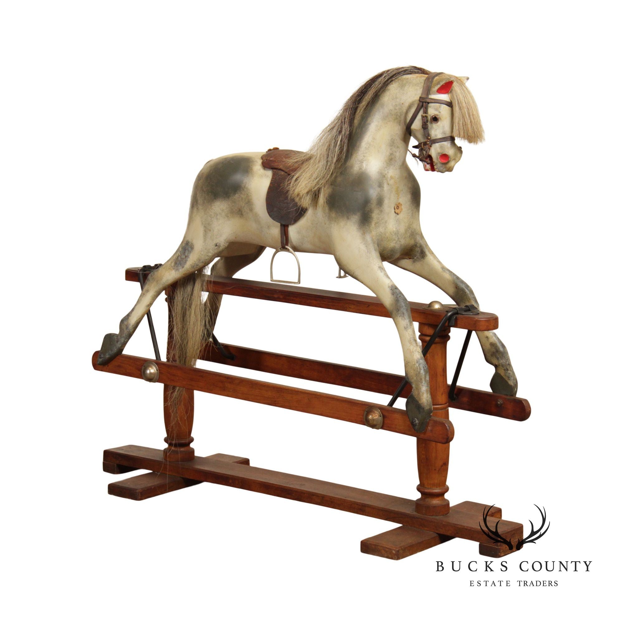 Antique Victorian Wooden Glider Rocking Horse