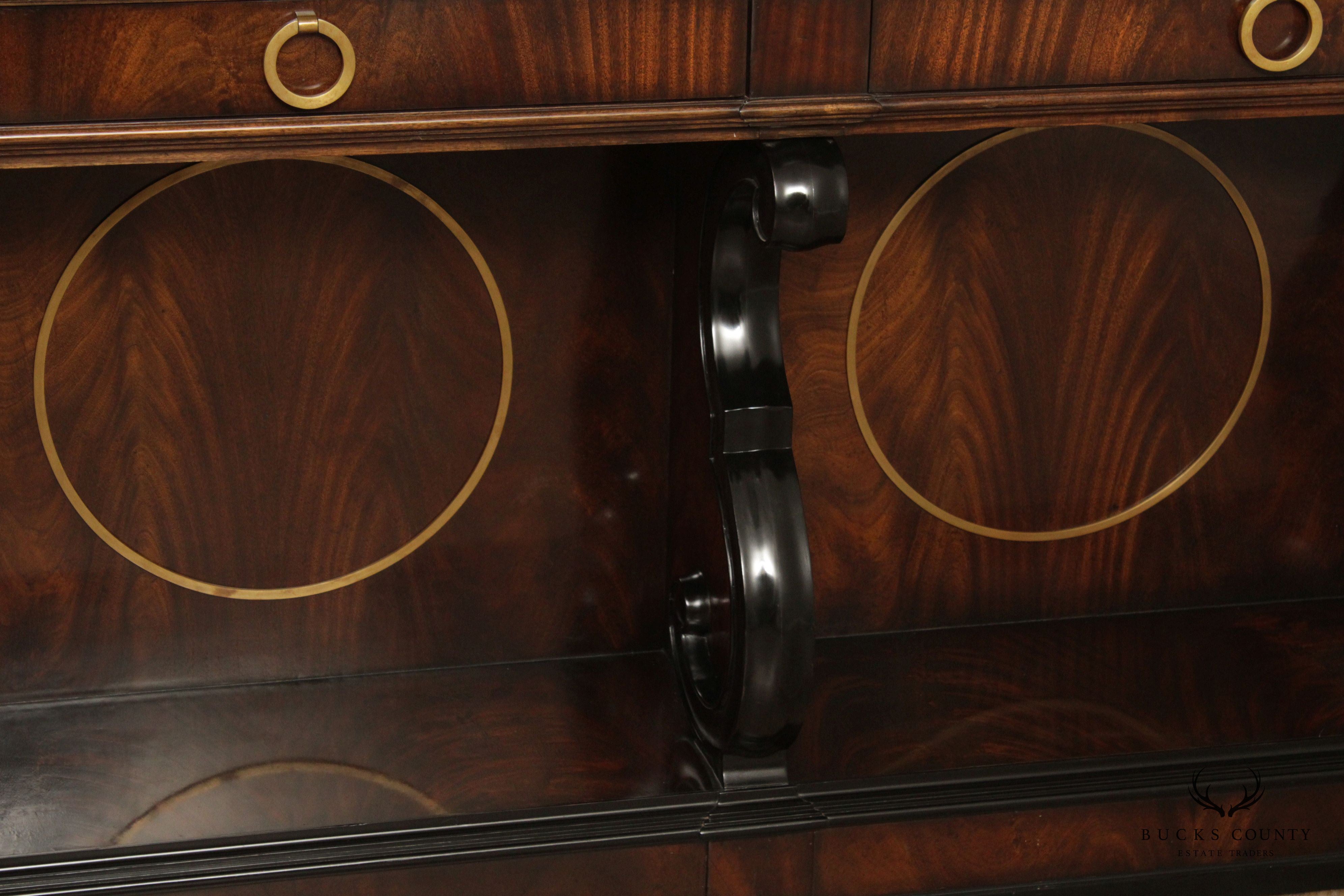 Mahogany Regency Style Granite Top Sideboard with Scroll Brackets