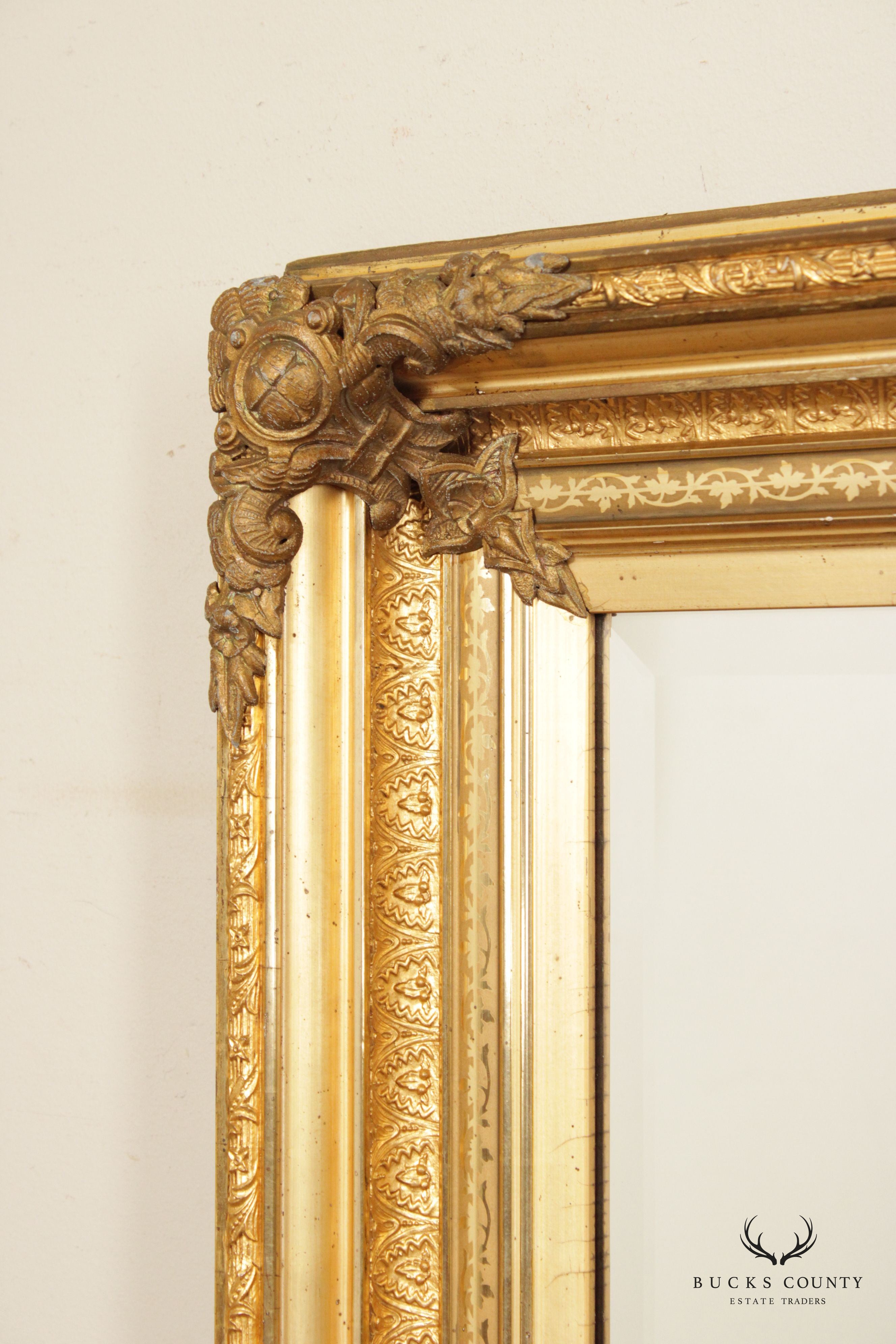 Antique Victorian Carved Giltwood Frame Wall Mirror